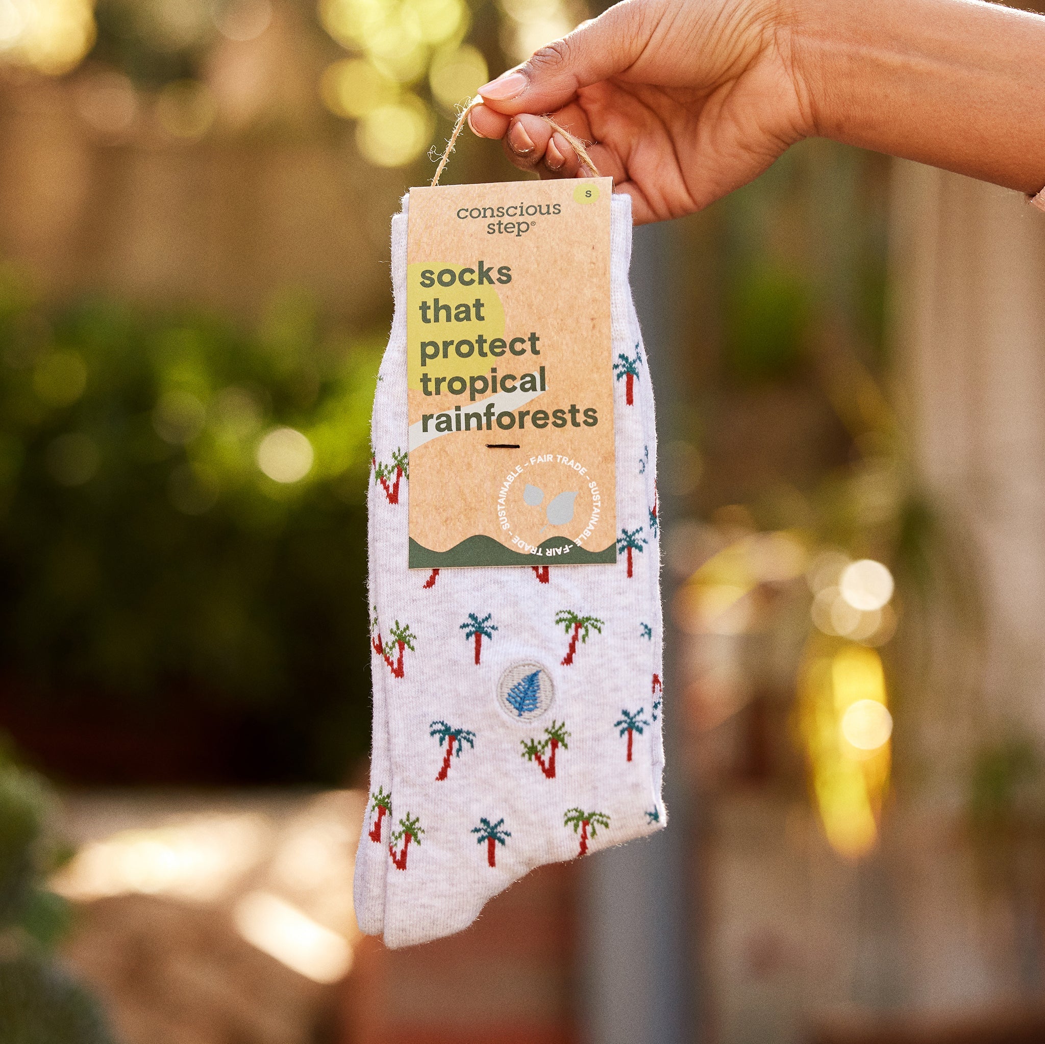 Close-up of palm sock pattern — Conscious Step