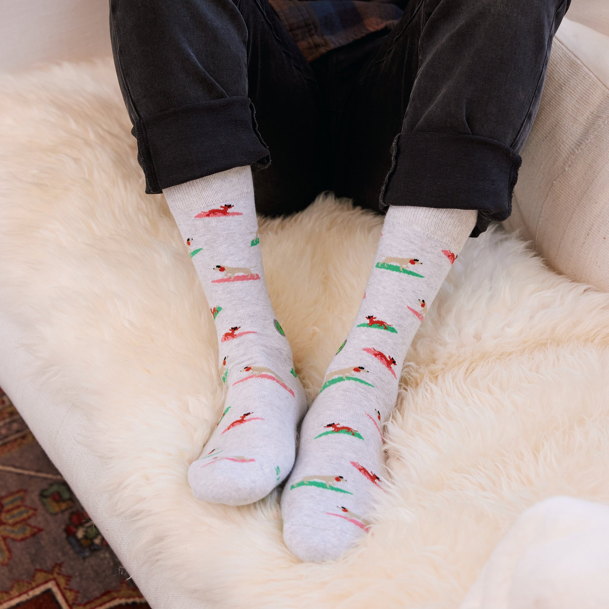 Close-up of surfing pup sock pattern — Conscious Step