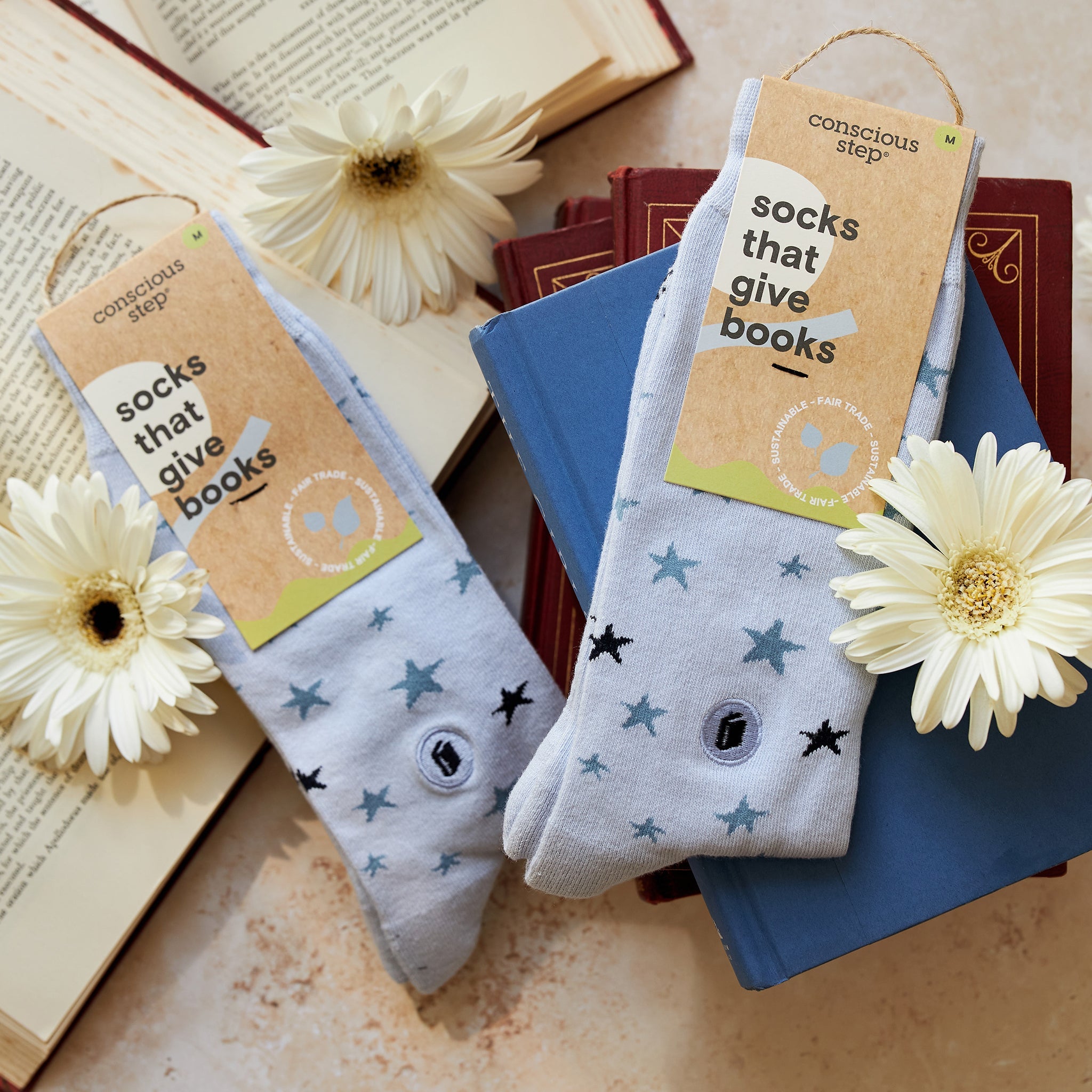 Close-up of starry sock pattern — Conscious Step
