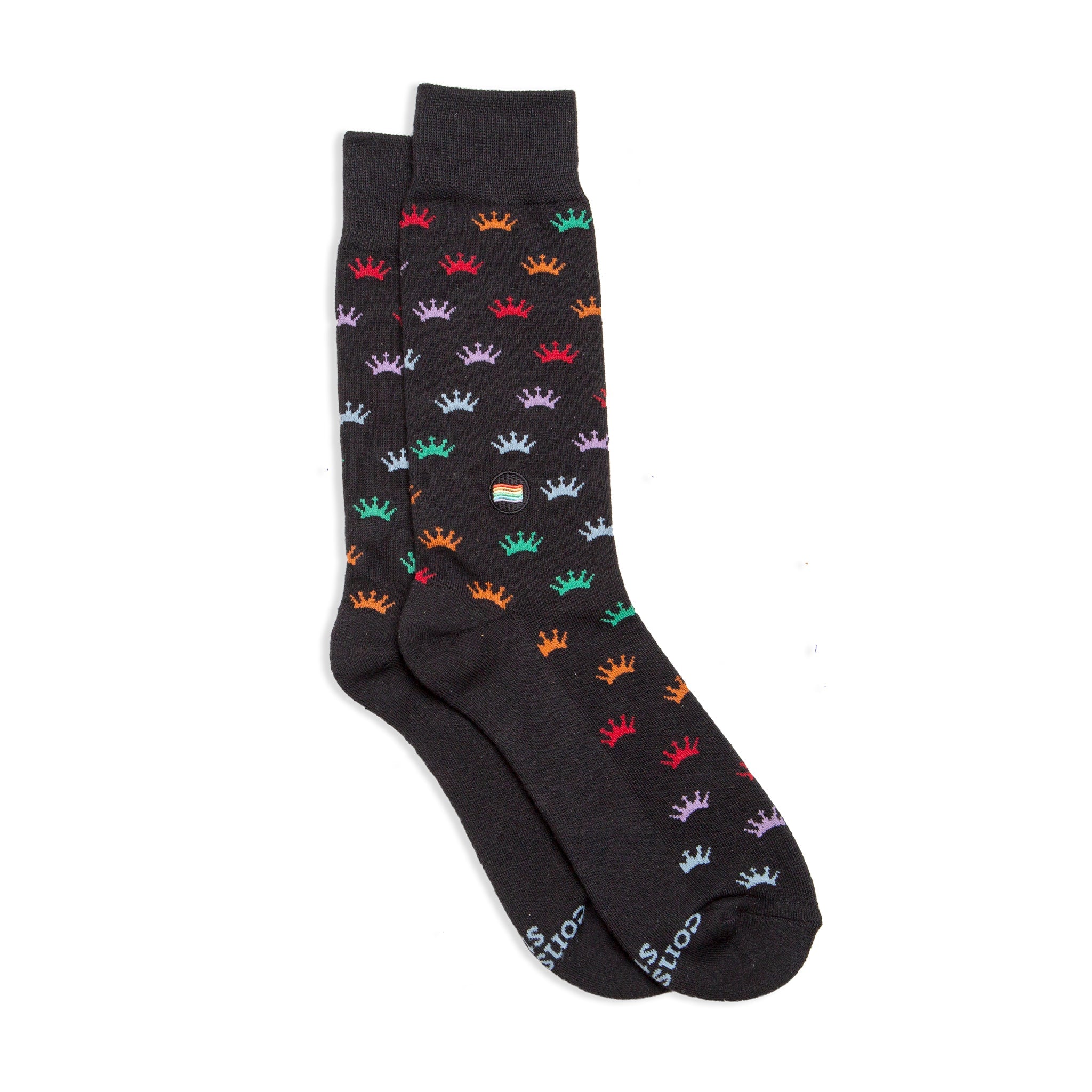 Socks that Save LGBTQ Lives by Conscious Step — black royalty-inspired organic cotton crew socks