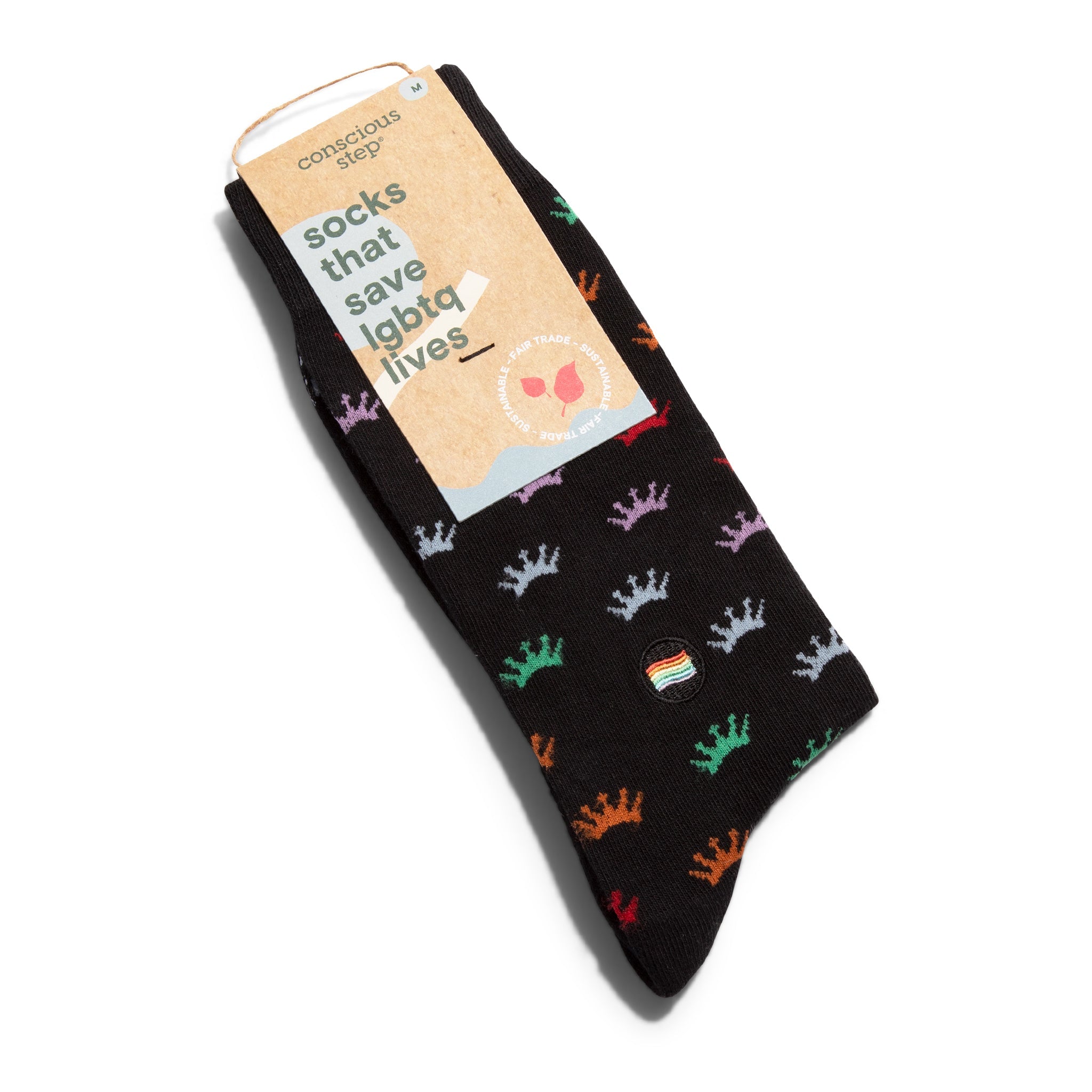Black royalty-inspired organic cotton crew socks — Conscious Step