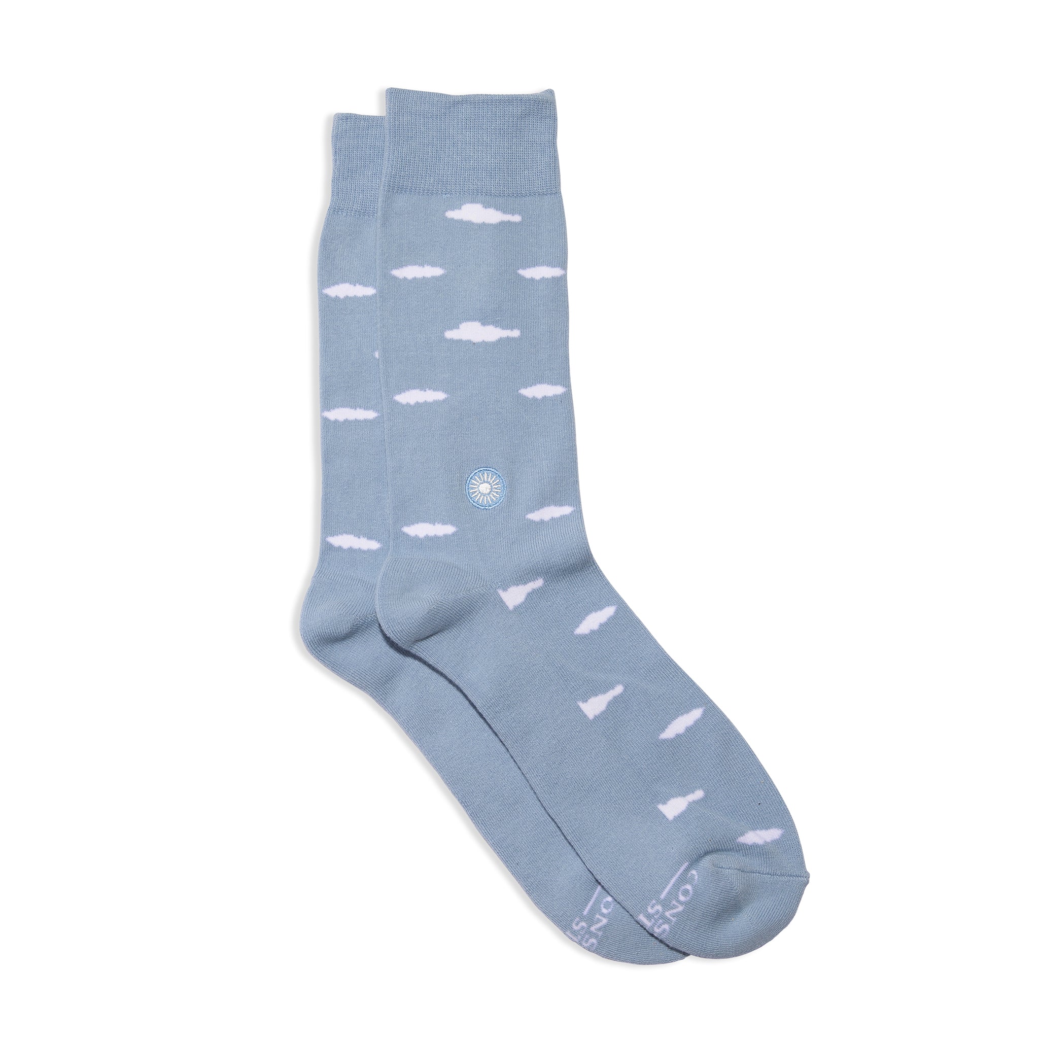 Socks that Support Mental Health by Conscious Step — blue cloud organic cotton crew socks