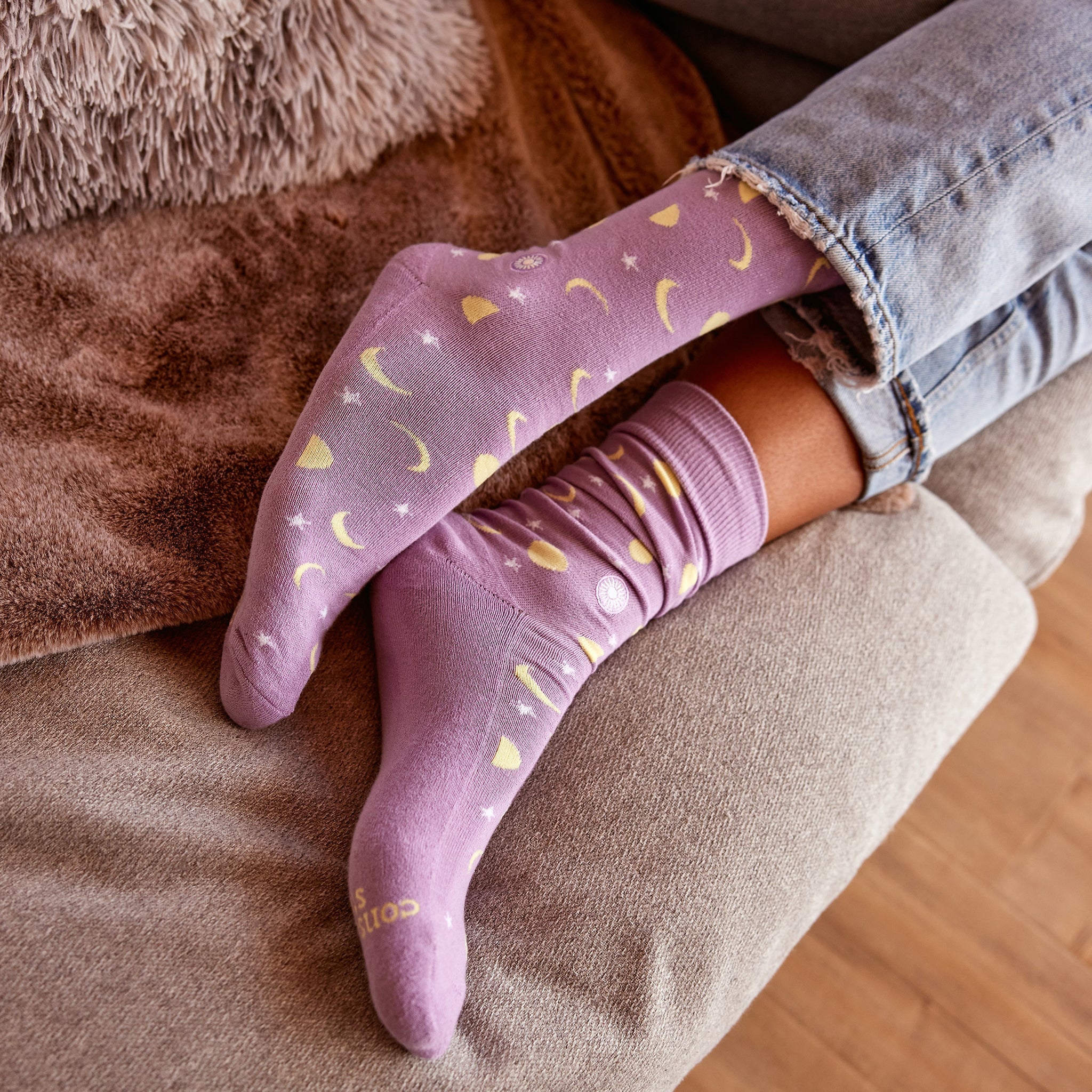 Socks that Support Mental Health celestial pair — Conscious Step organic cotton