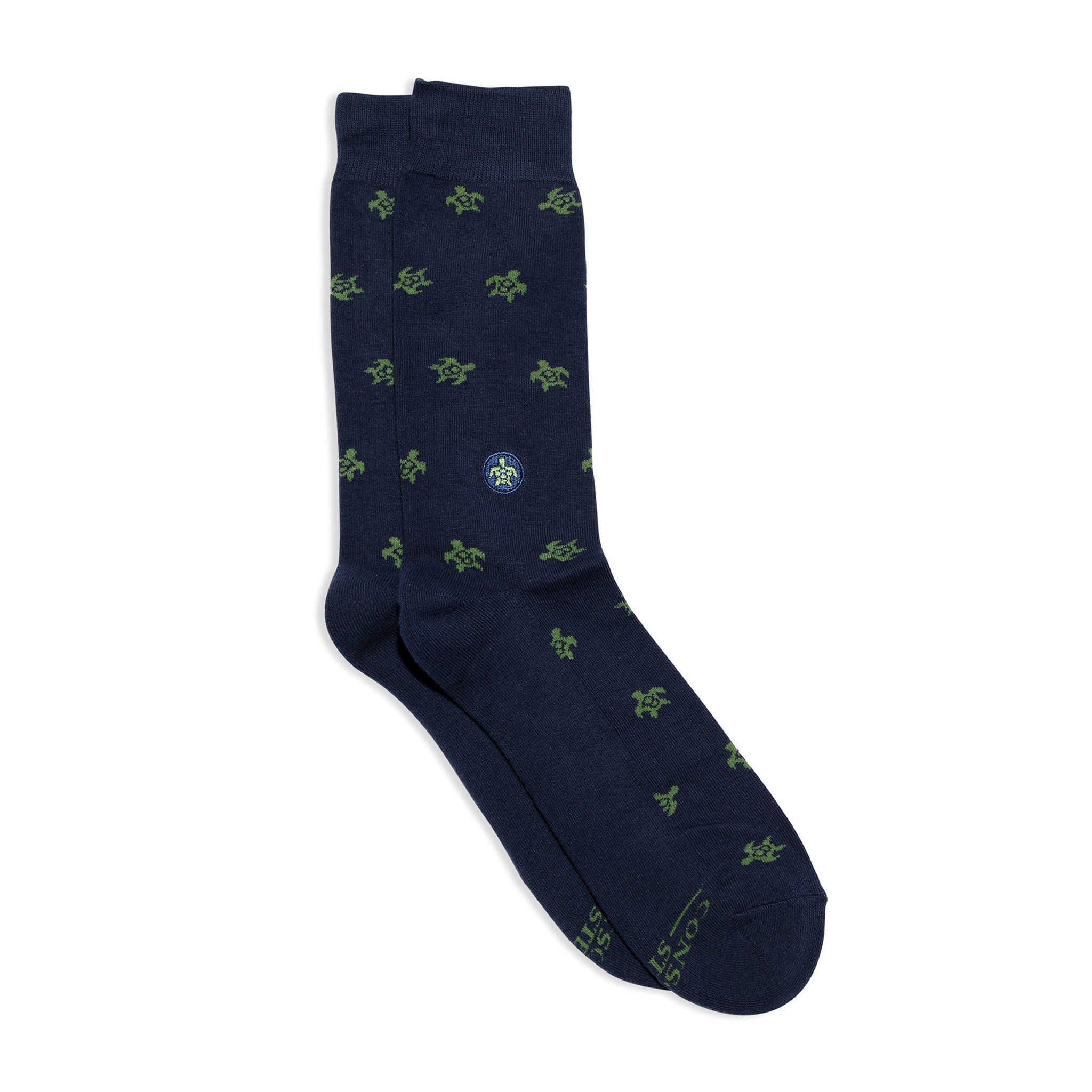 Socks that Protect Turtles by Conscious Step — green sea-turtle organic cotton crew socks