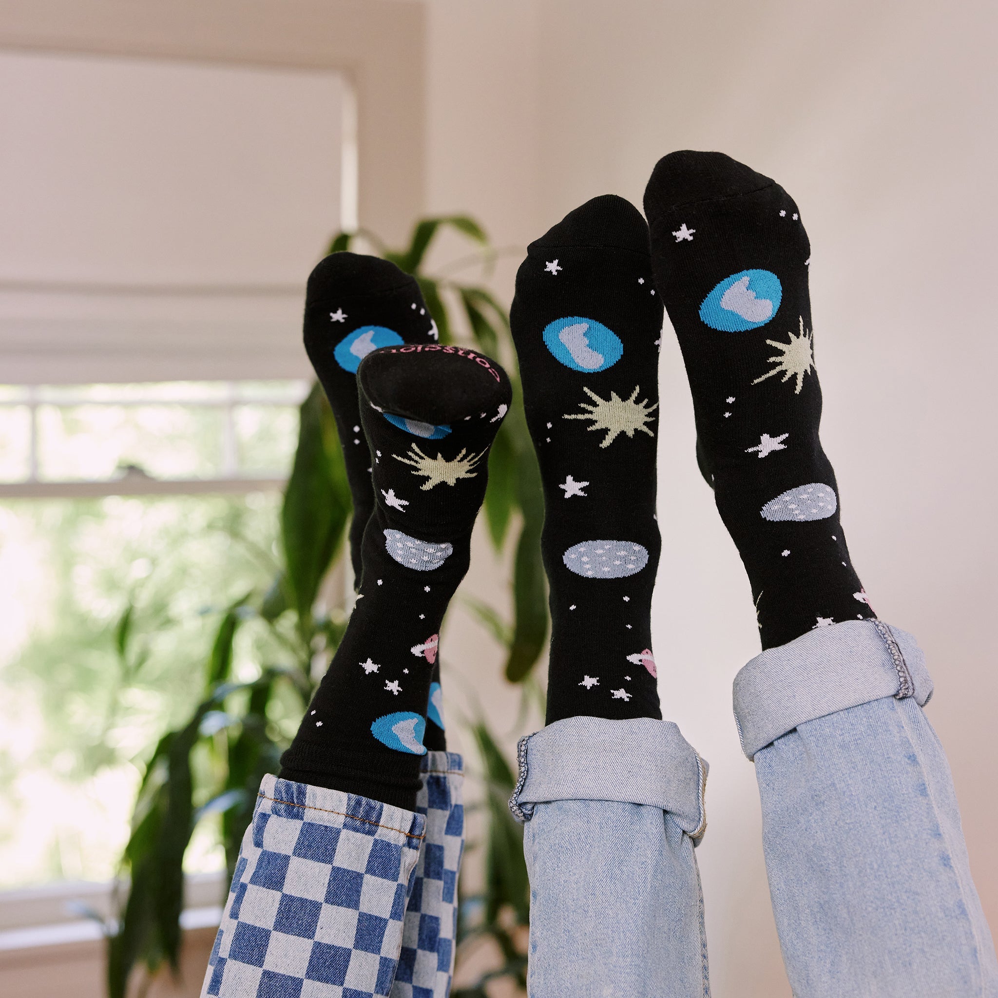 Support Space Exploration Gift Box — organic cotton crew socks: rocket, constellation & galaxy