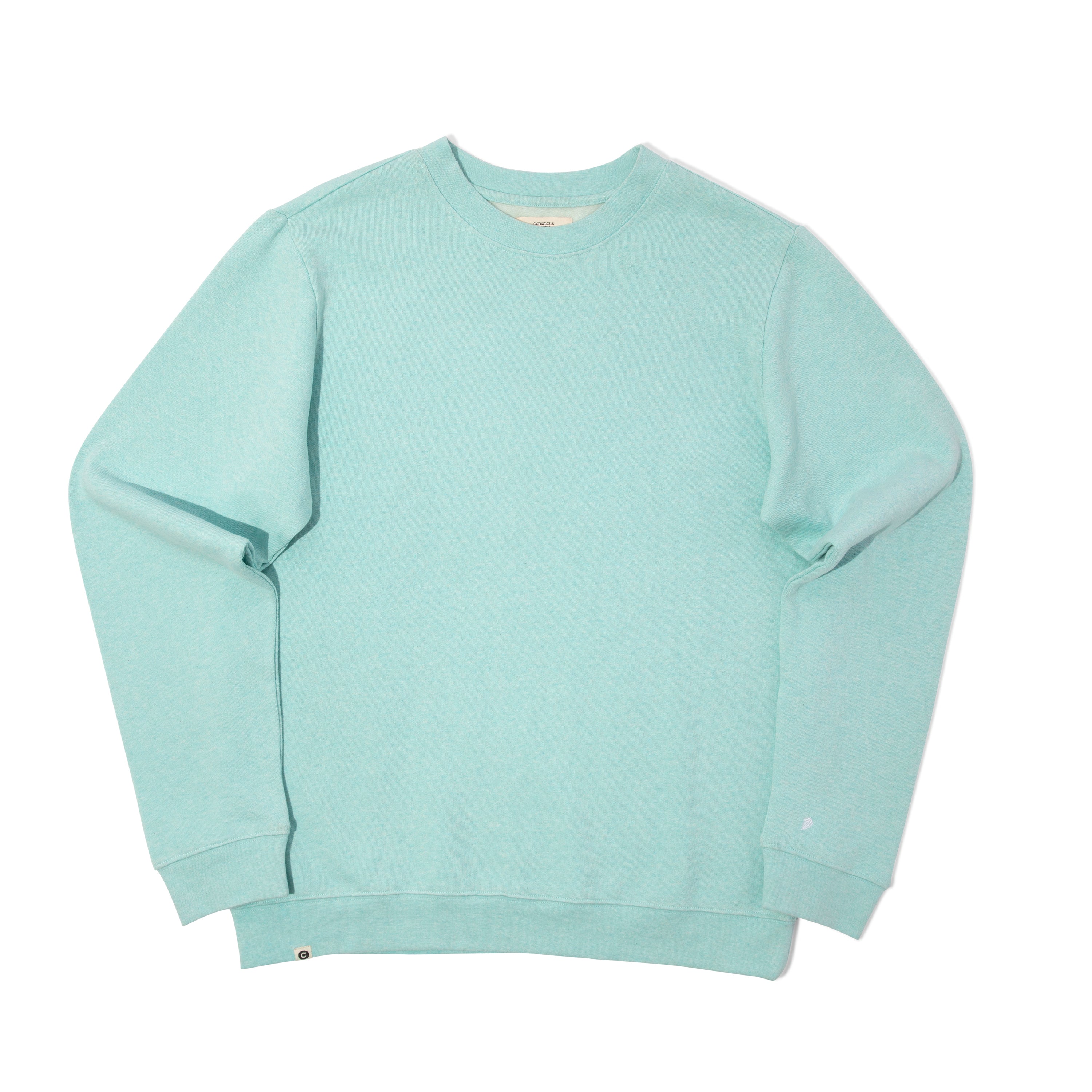 Rainforest organic cotton crewneck in aqua blue — Conscious Step