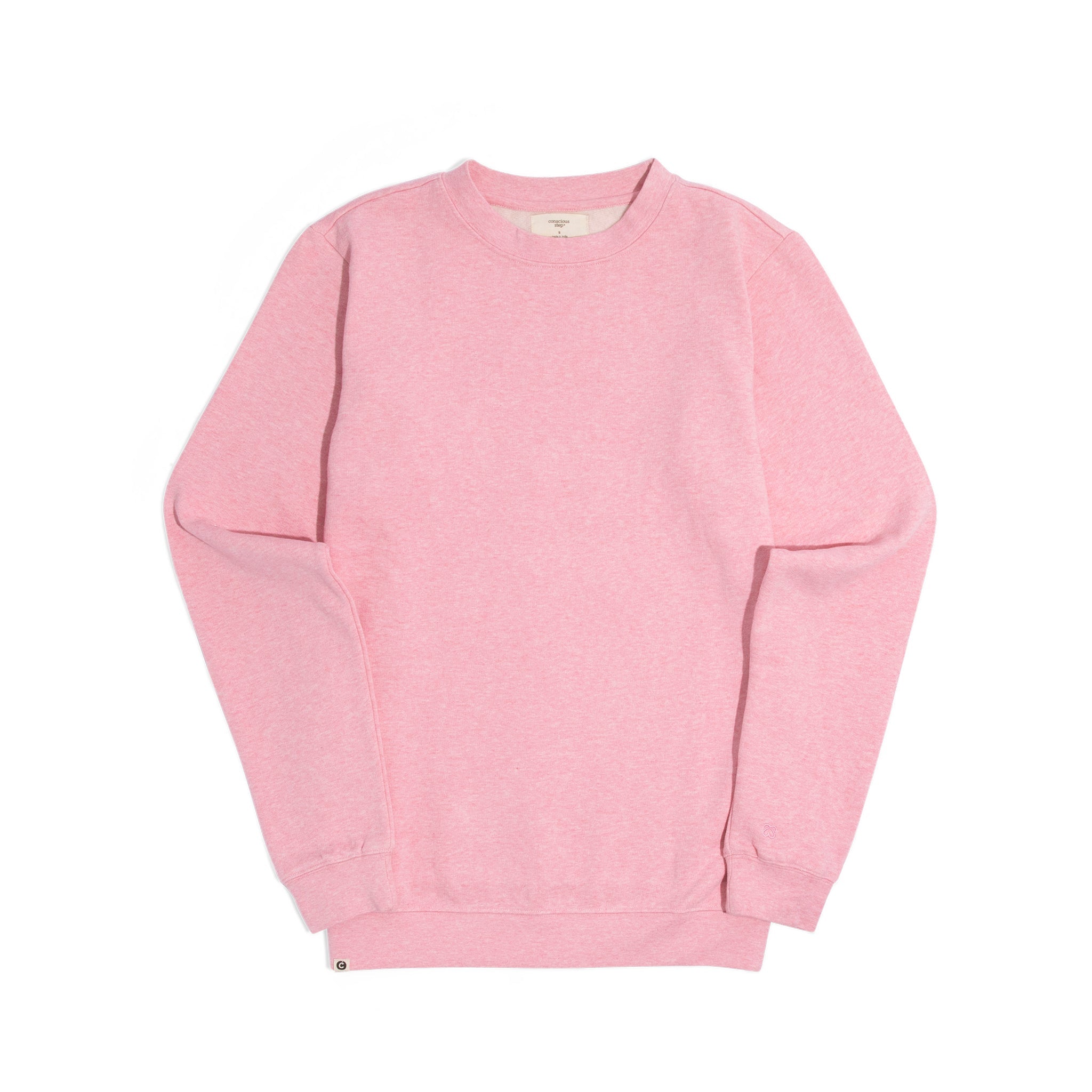 Soft pink crewneck with heart embroidery — Conscious Step