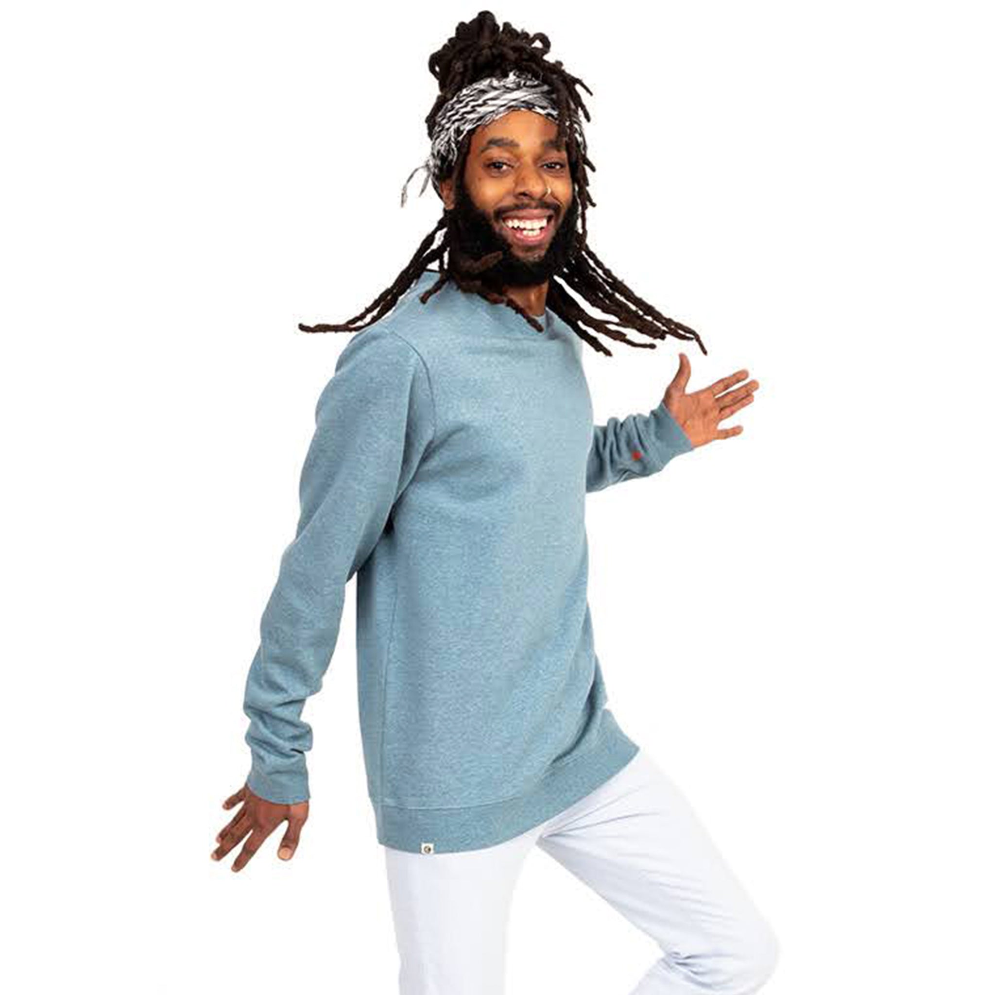 Mental health organic cotton crewneck in denim blue — Conscious Step