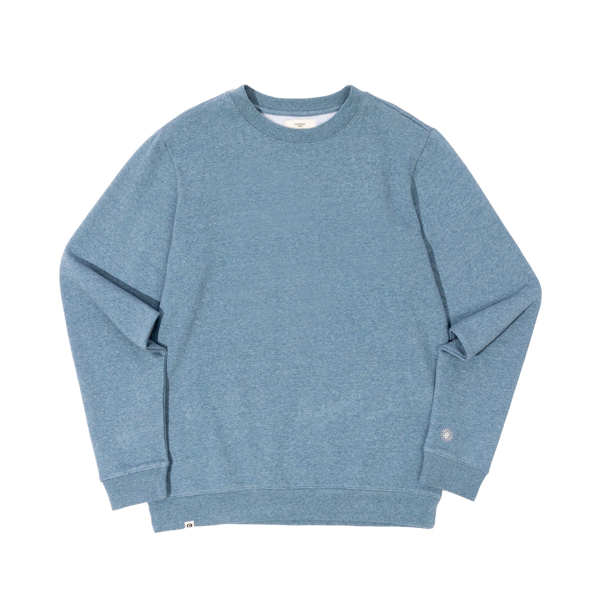 Mental health organic cotton crewneck in denim blue — Conscious Step
