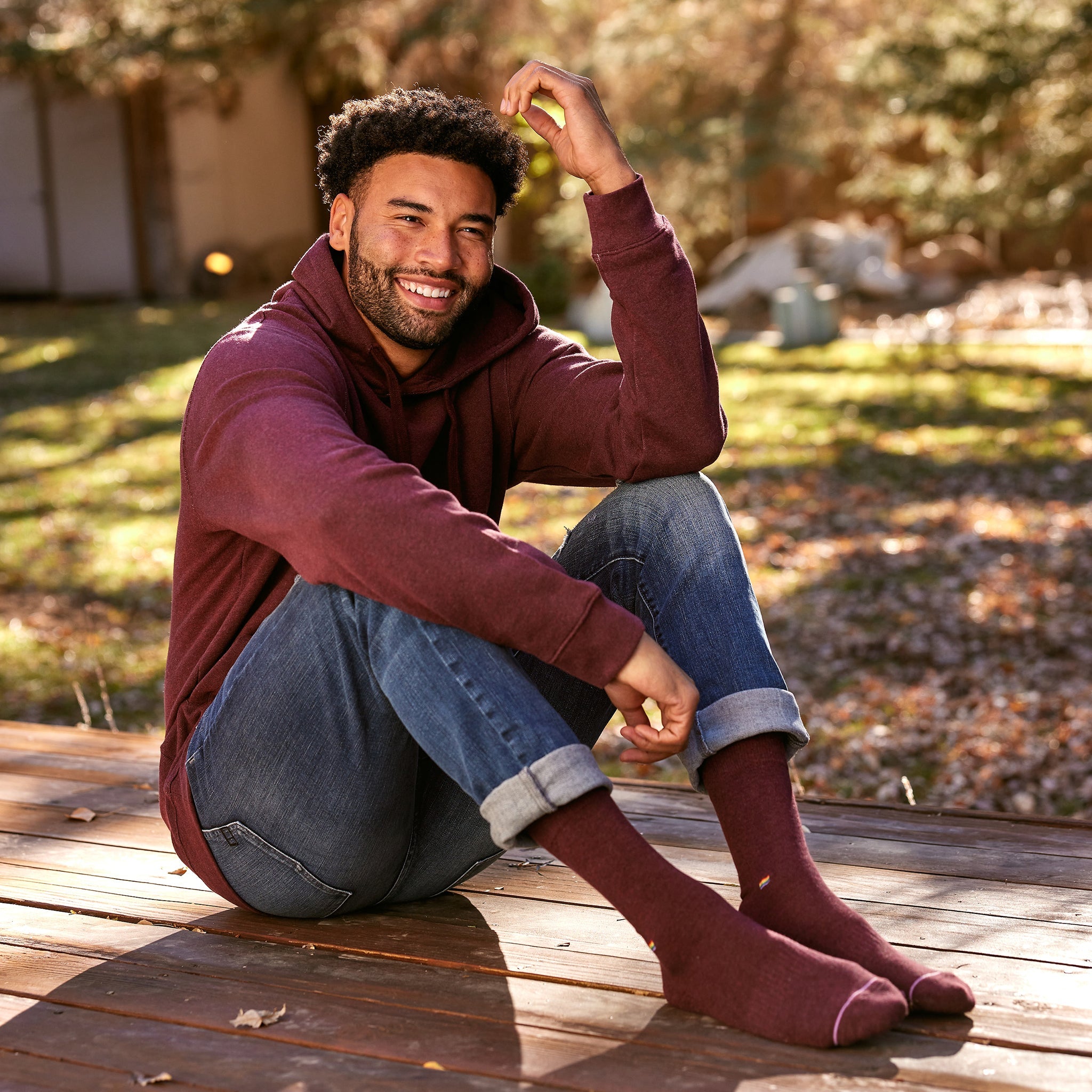 Save LGBTQ Lives hoodie in maroon by Conscious Step — organic cotton