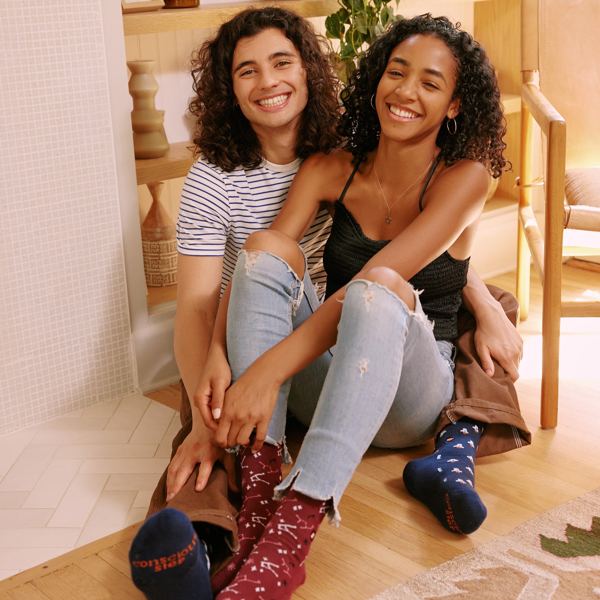 Support Space Exploration Gift Box — organic cotton crew socks: rocket, constellation & galaxy