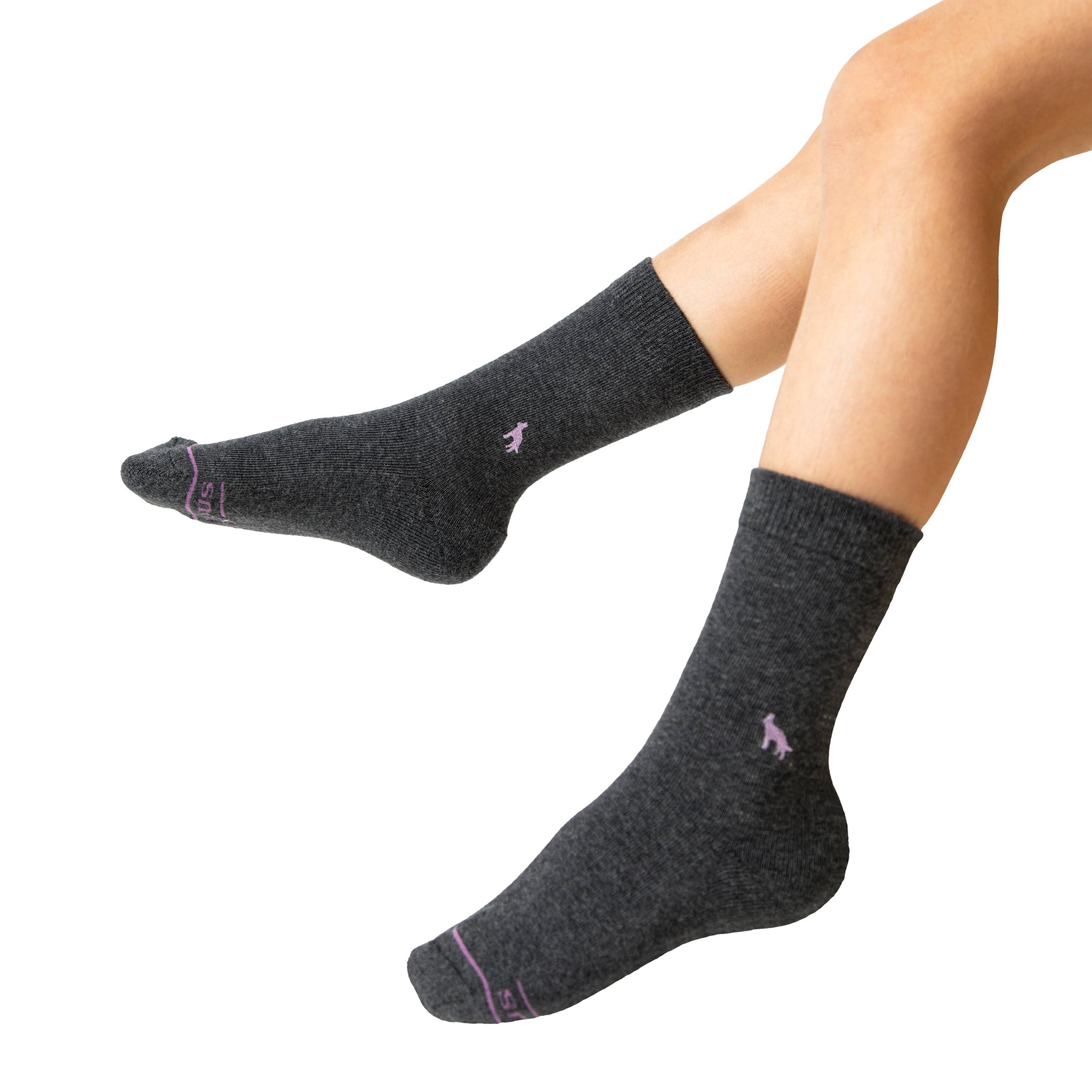 Kids Socks that Save Dogs gift box — soft organic cotton kids' socks in black & gray, dog embroidery