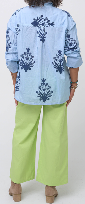 Relaxed Boyfriend Shirt - Cameo Floral Overdye Cornflower Blue