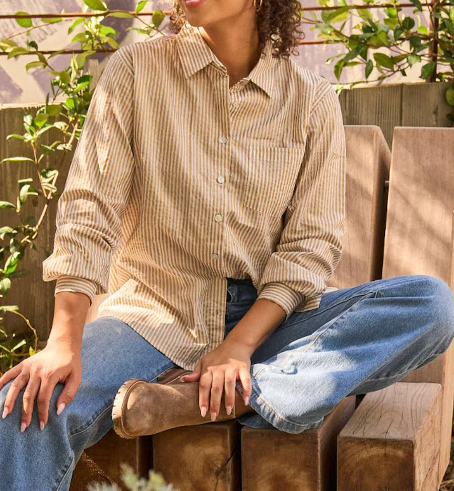 Good Boyfriend Shirt - Menswear Stripe Metallic Gold