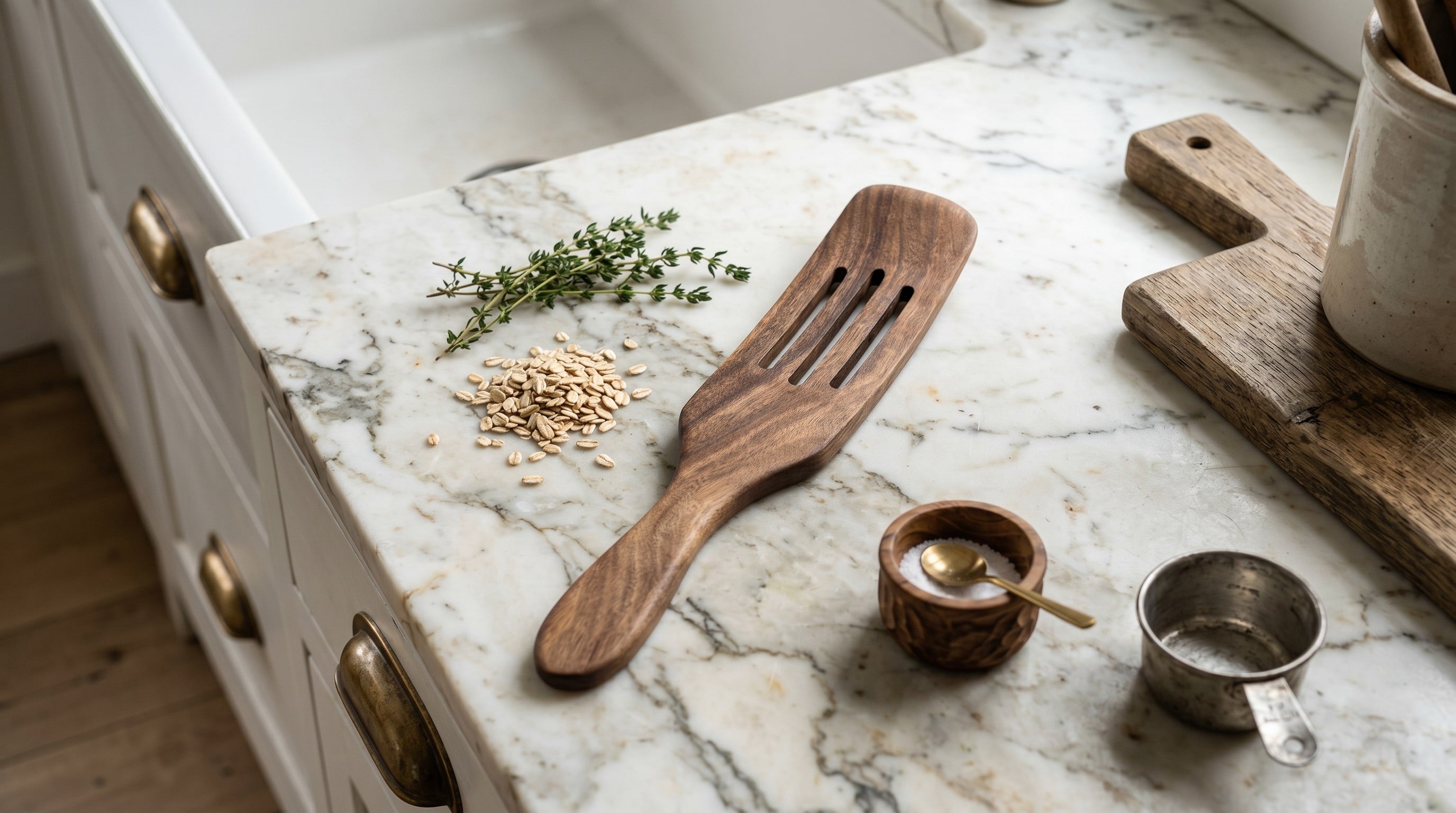 Slotted teak spurtle, 2.25 by 12 inches — Five Oaks Farm