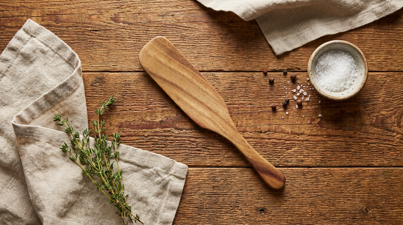 Small teak spurtle, 2.25 by 9 inches — Five Oaks Farm