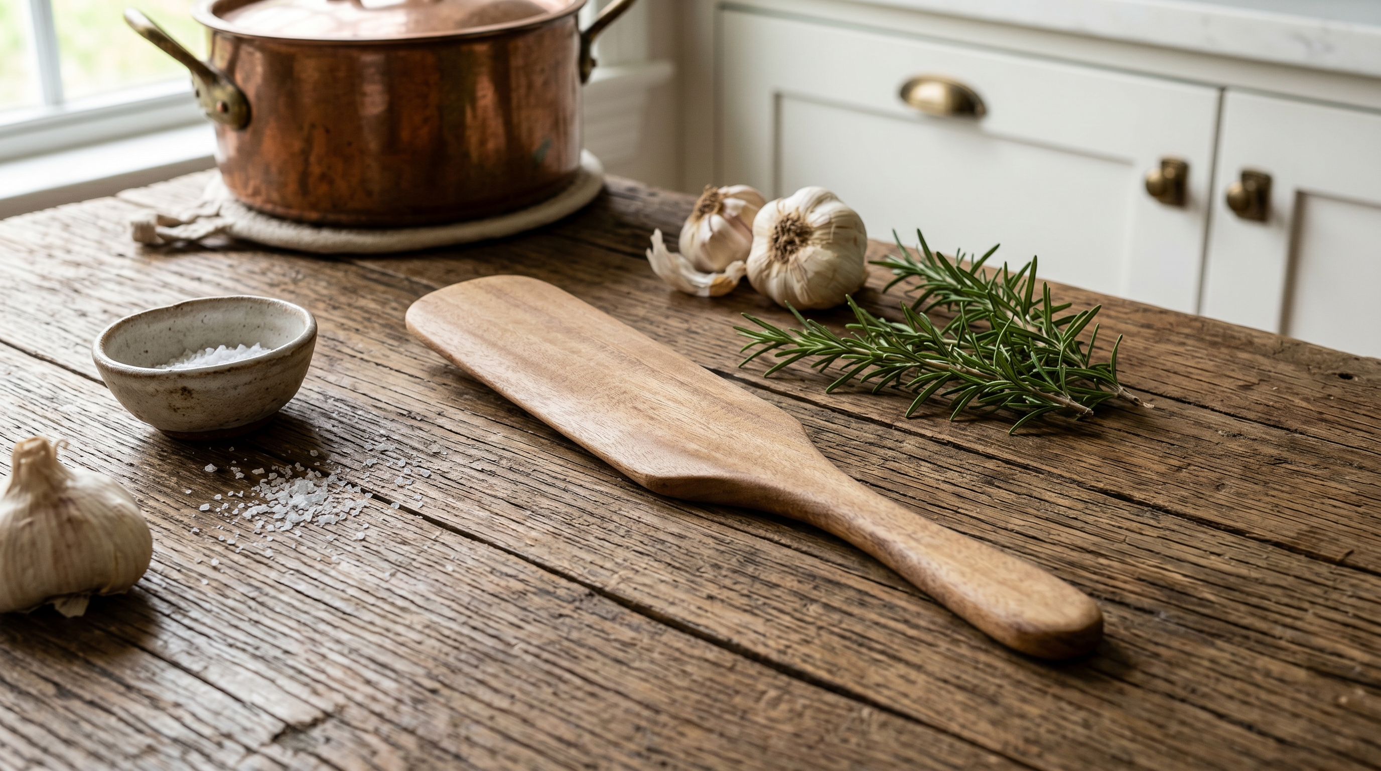 Wide teak spurtle, 2.25 by 11 inches — Five Oaks Farm