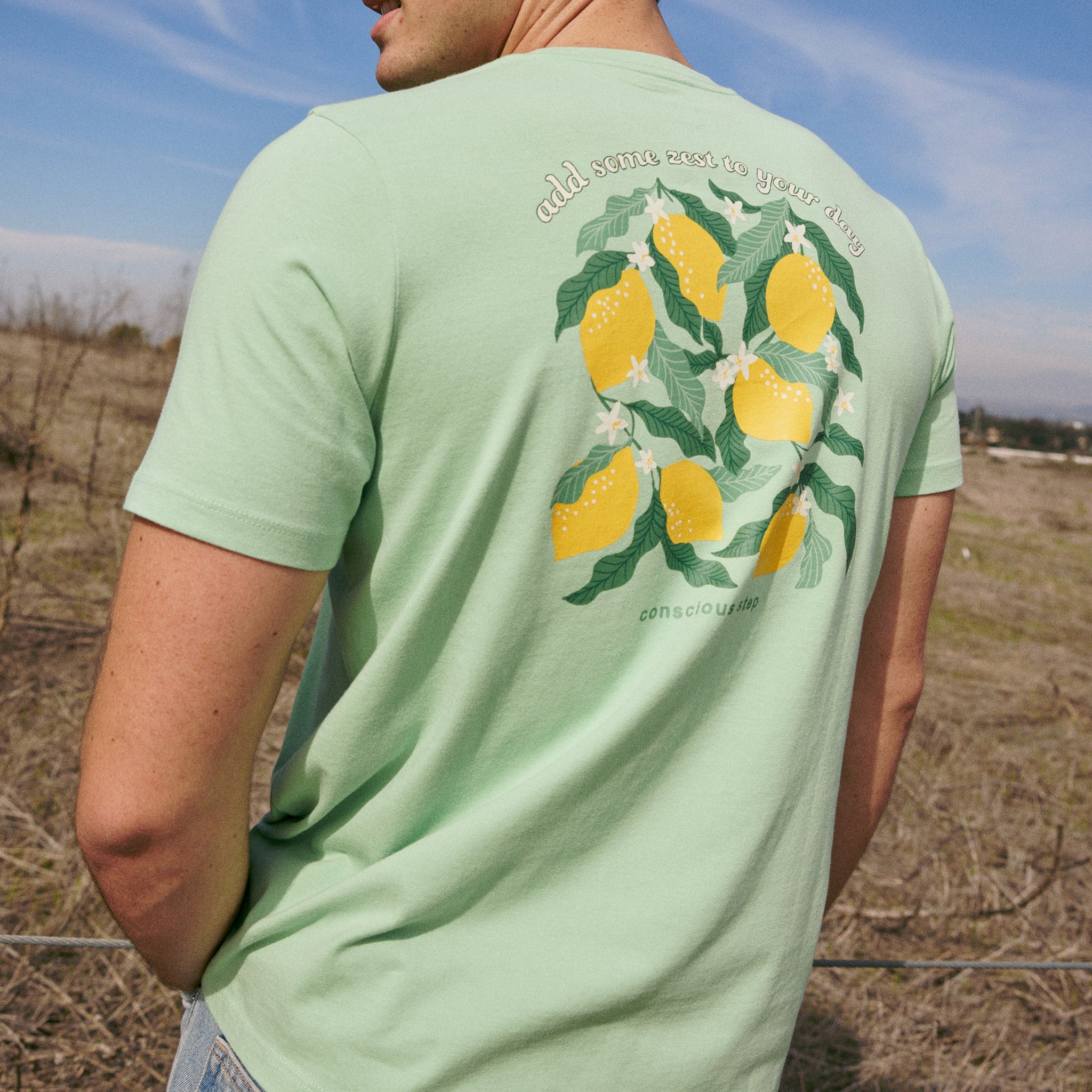 Green organic cotton lemon t-shirt — Conscious Step