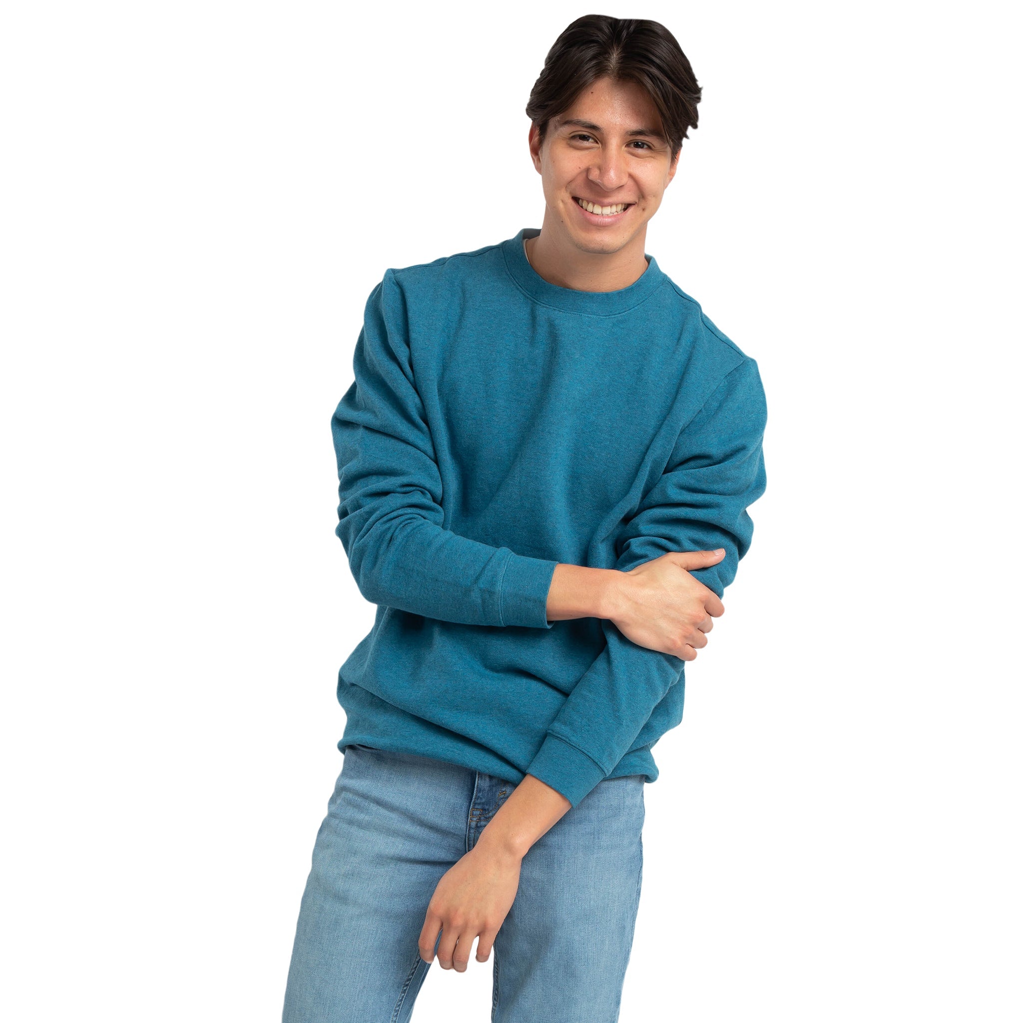 Bold blue crewneck with wave embroidery — Conscious Step