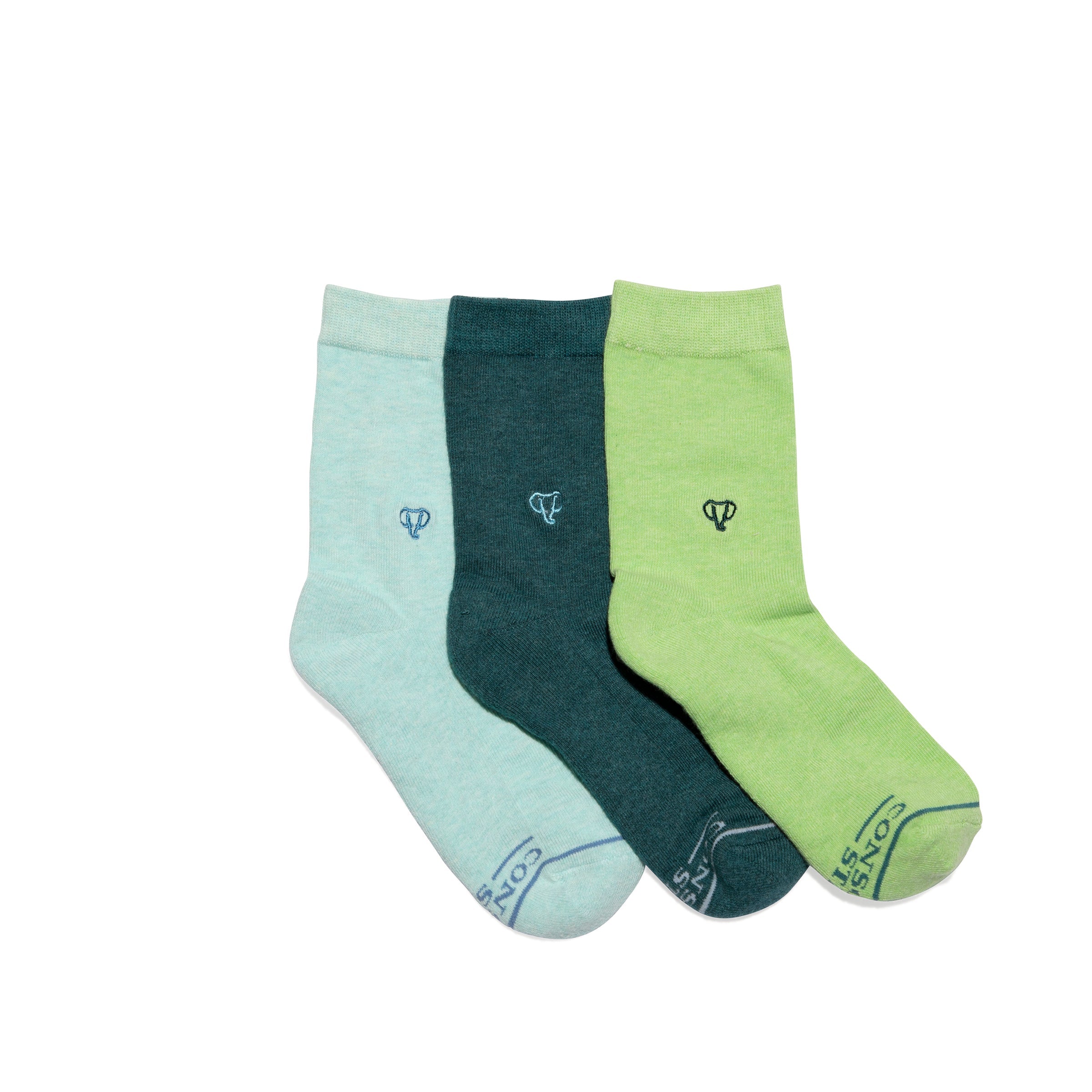 Kids Socks that Protect Elephants gift box — organic cotton kids' socks, elephant embroidery, melange tones