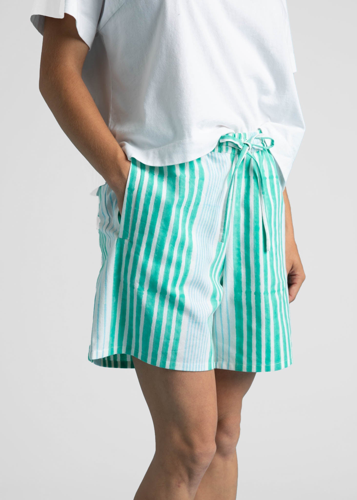 Shore Shorts - Mixed Up Stripe - Seaglass & Cerulean