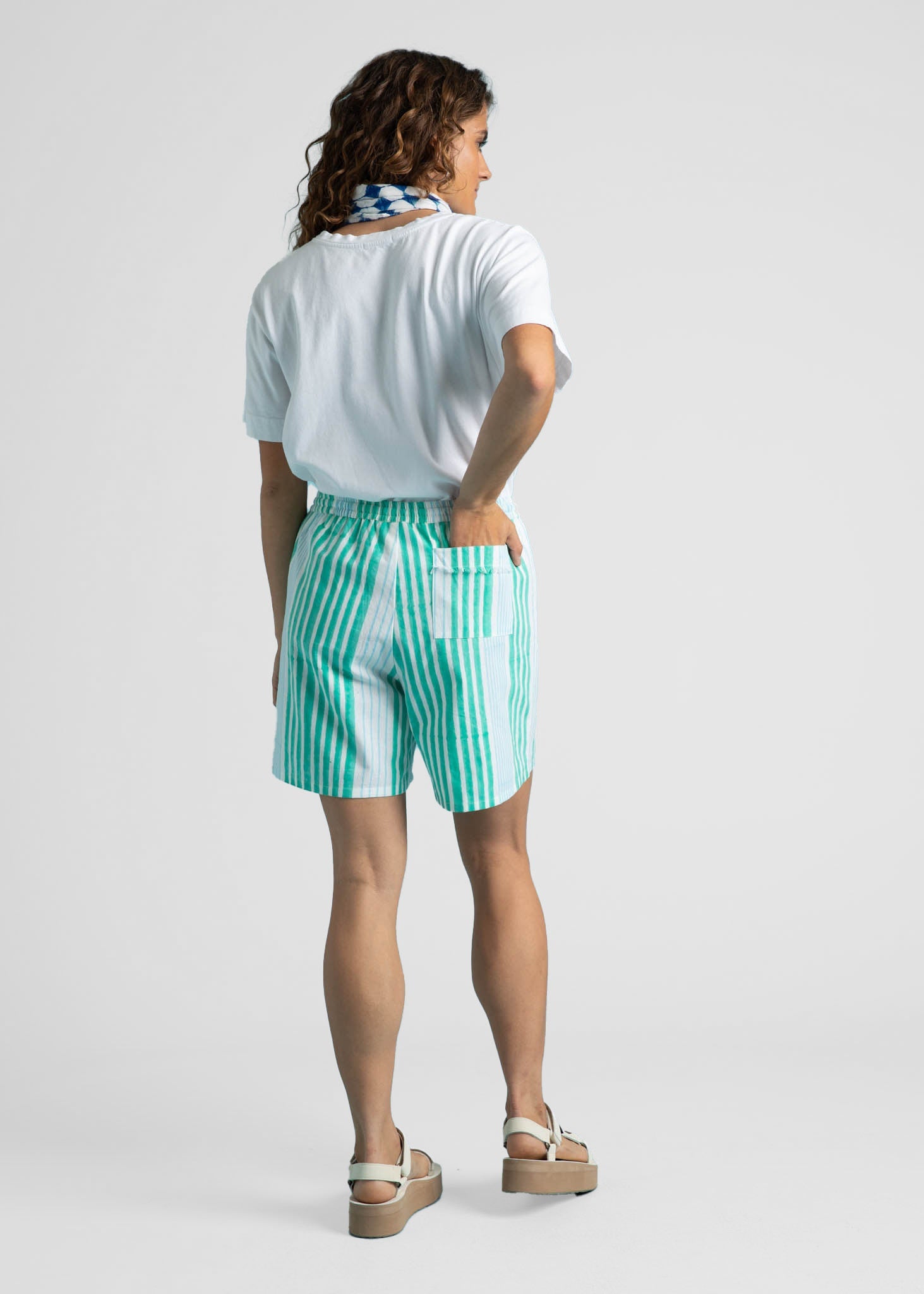 Shore Shorts - Mixed Up Stripe - Seaglass & Cerulean