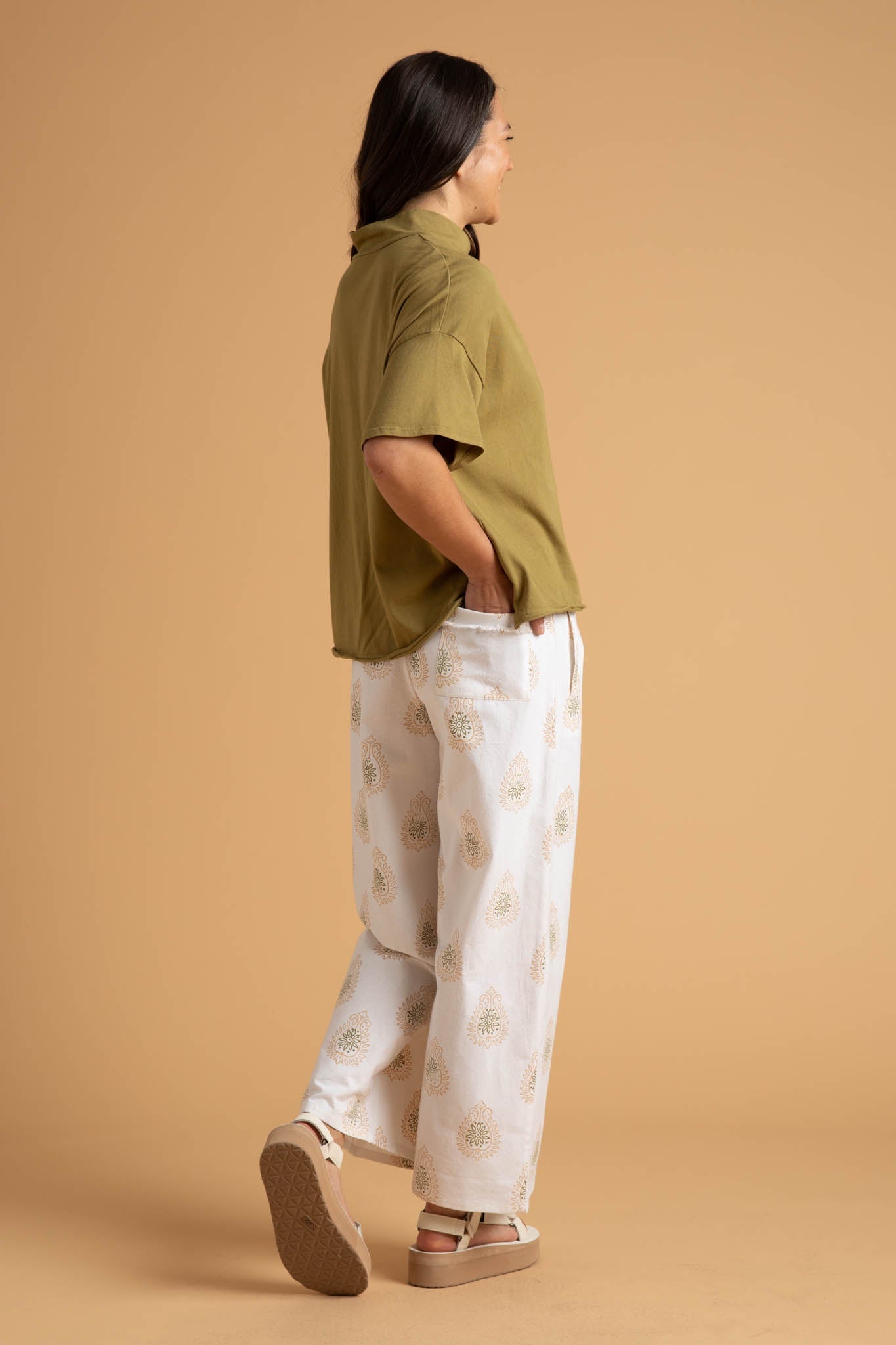 Mare Mock Neck Top - Olive Oil
