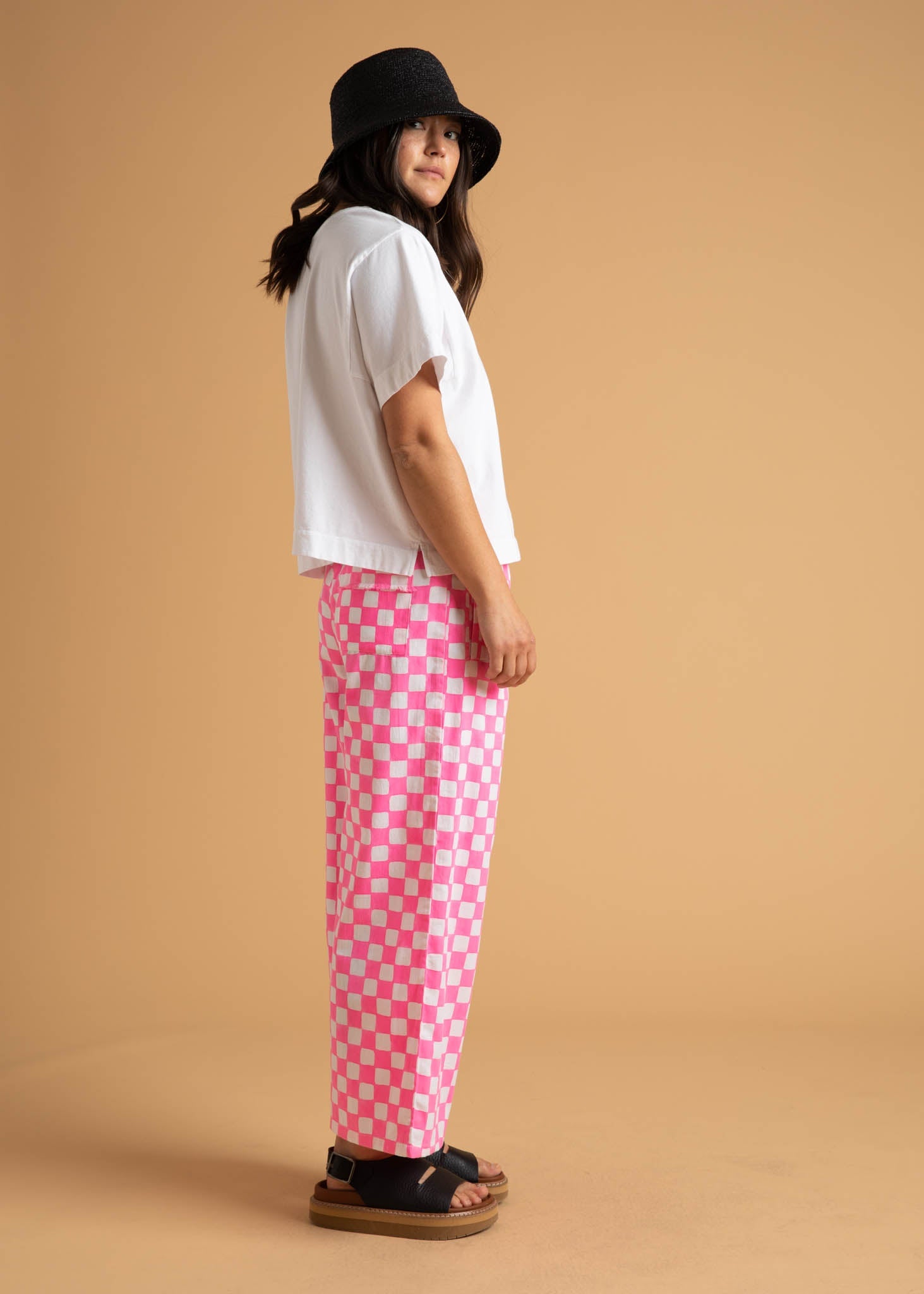 Shore Pant -  Checkerboard Neon Pink