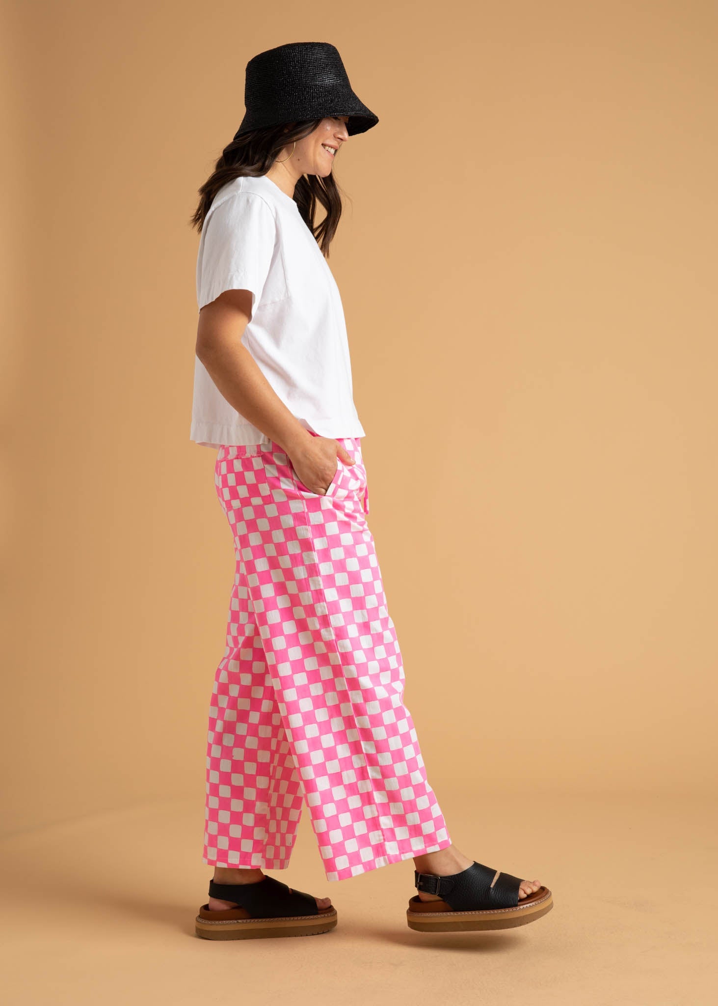 Shore Pant -  Checkerboard Neon Pink