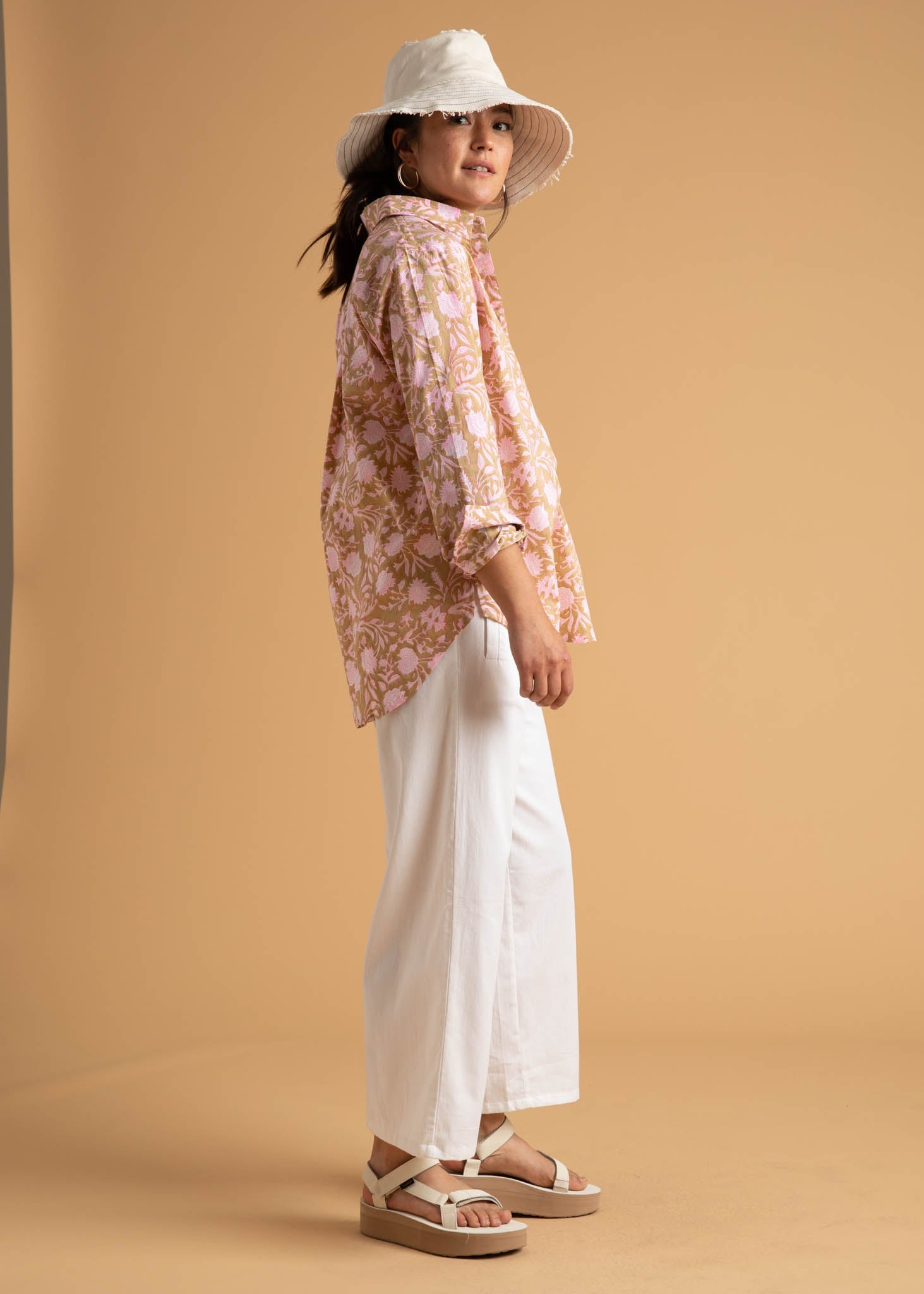Good Boyfriend Shirt - Floral Escape Baked Clay & Neon Pink