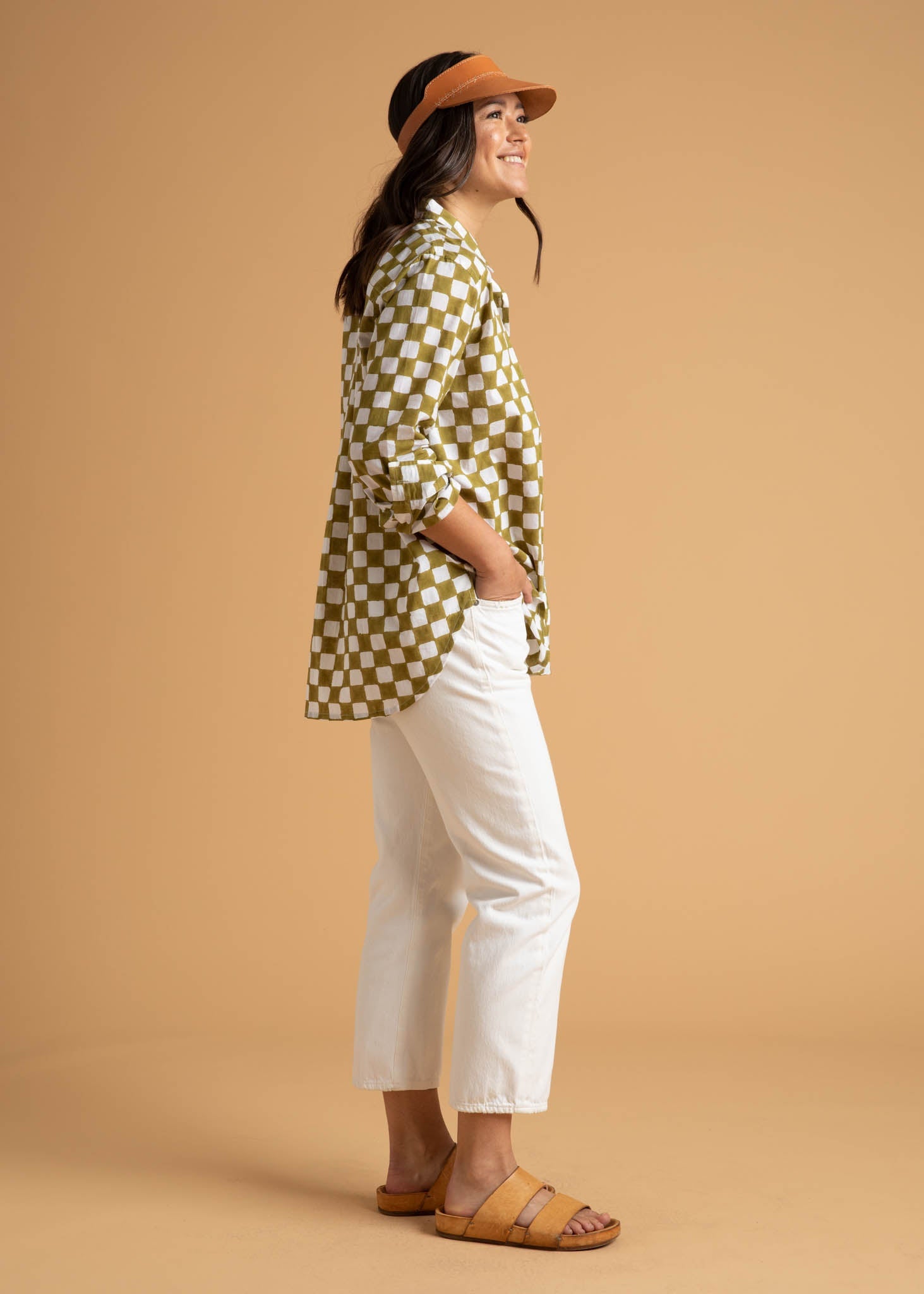 Good Boyfriend Shirt - Checkerboard Olive Oil