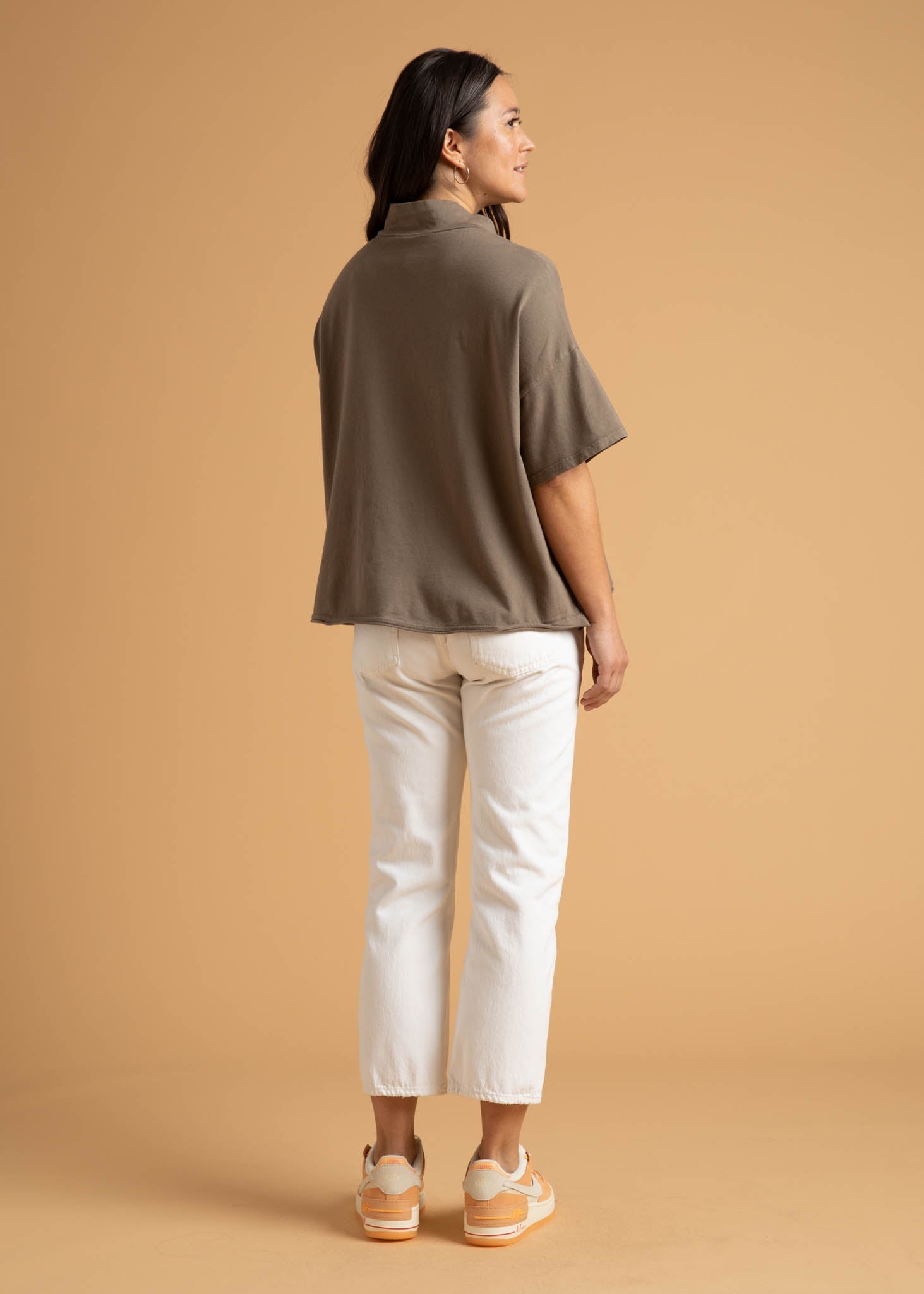 Mare Mock Neck Top - Warm Grey