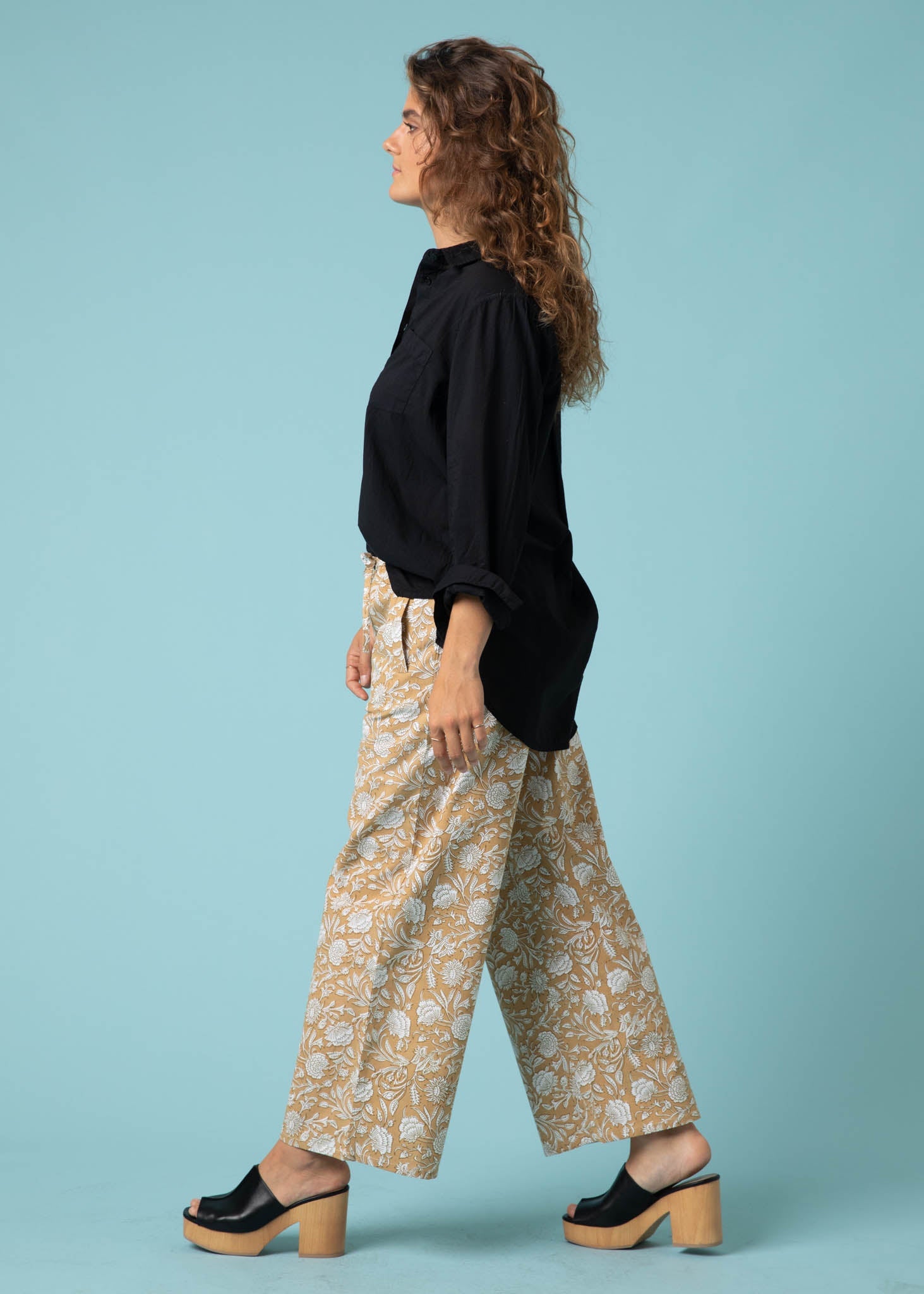 Shore Pant - Floral Escape in Baked Clay & Olive Oil