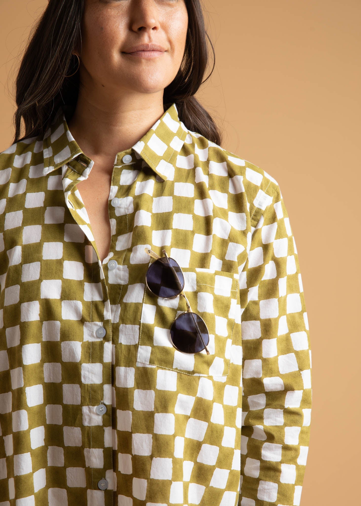 Good Boyfriend Shirt - Checkerboard Olive Oil