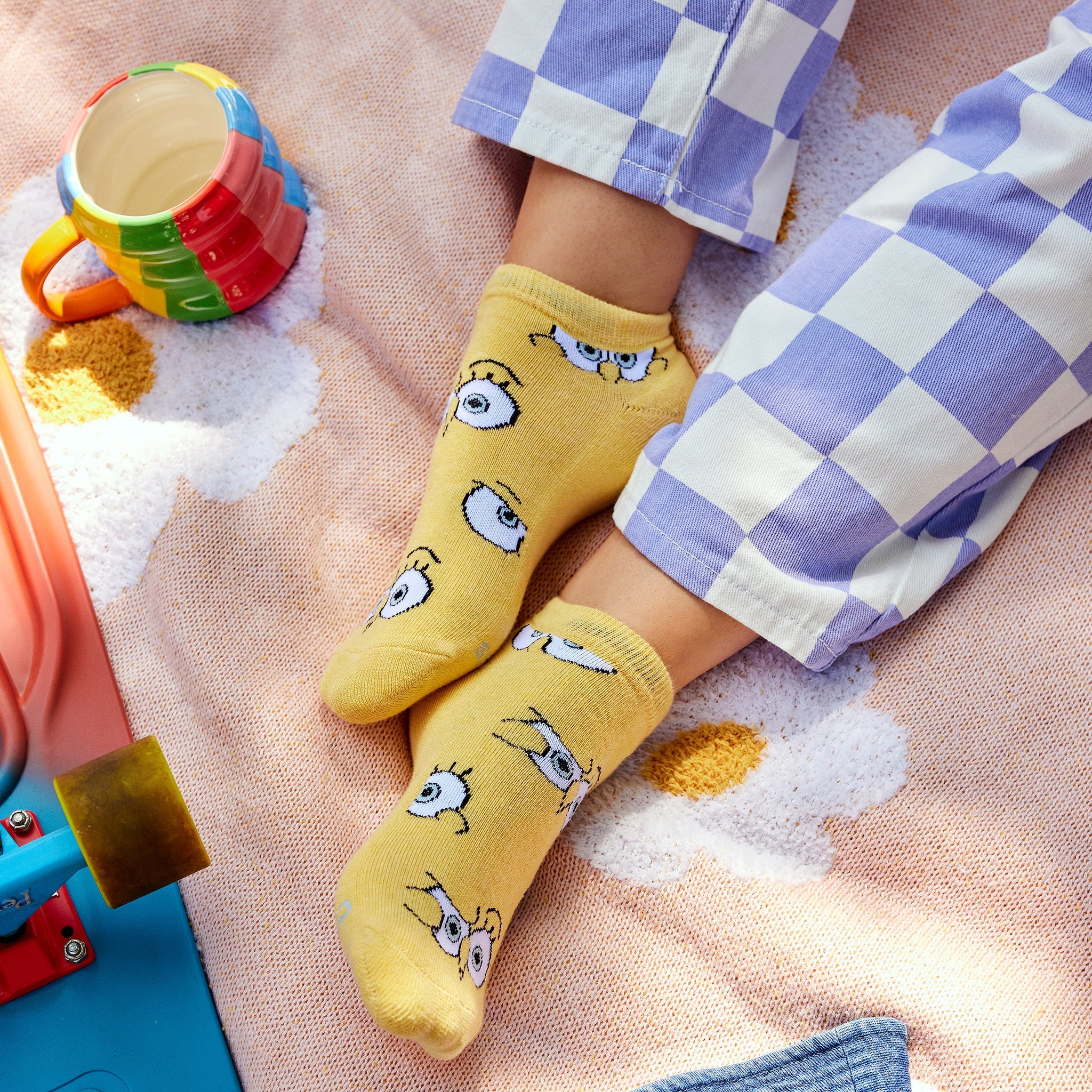 Close-up of SpongeBob ankle sock design — Conscious Step