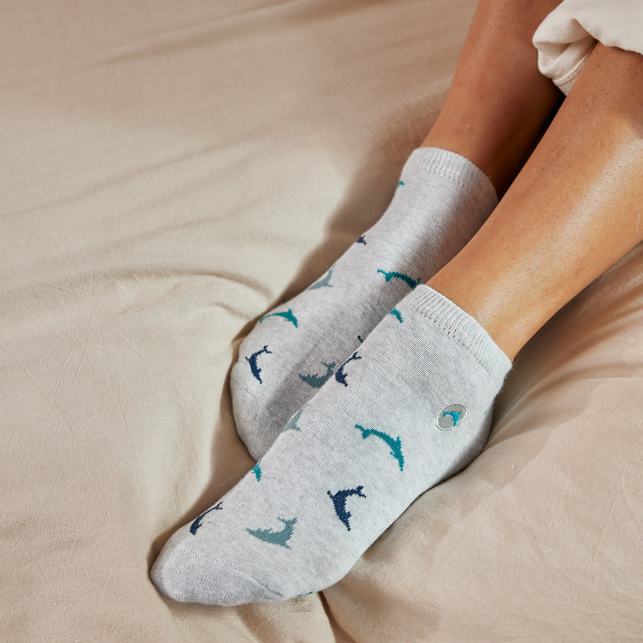 Socks that Protect Dolphins ankle socks, pair — Conscious Step organic cotton