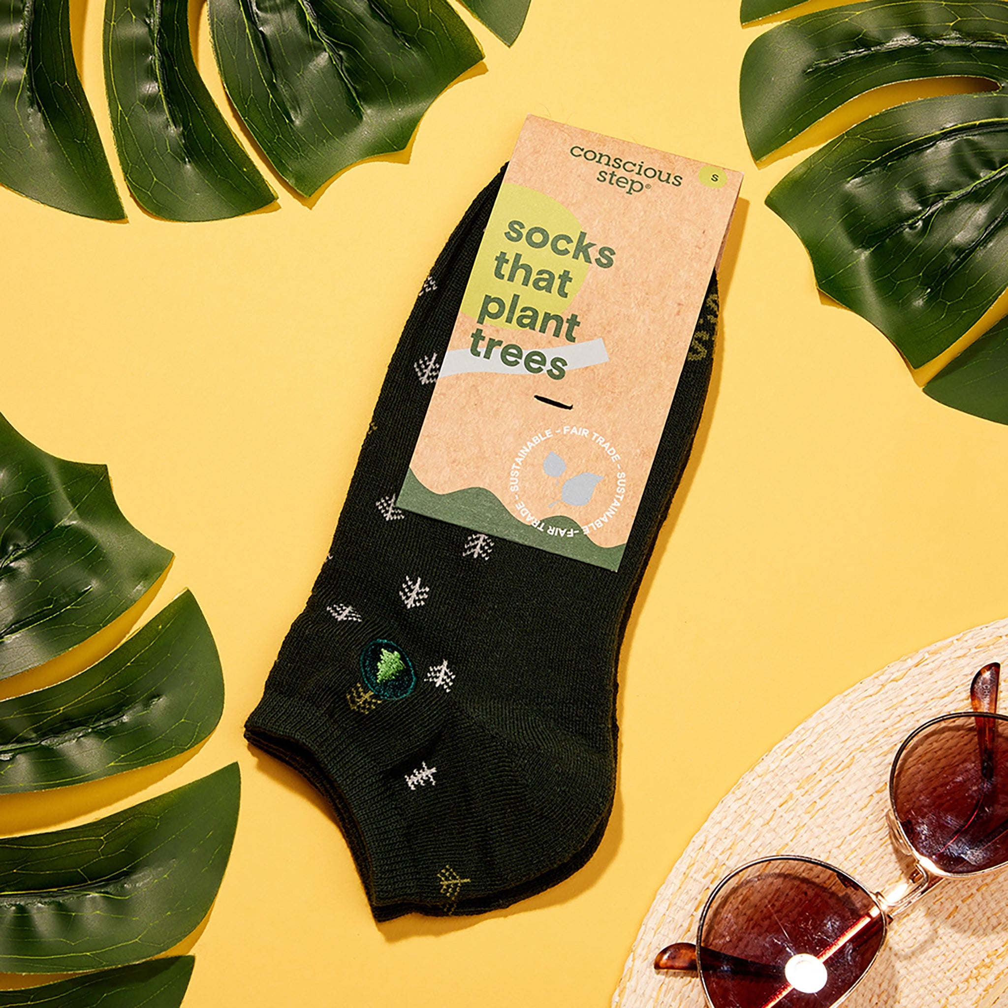 Close-up of forest ankle sock pattern — Conscious Step