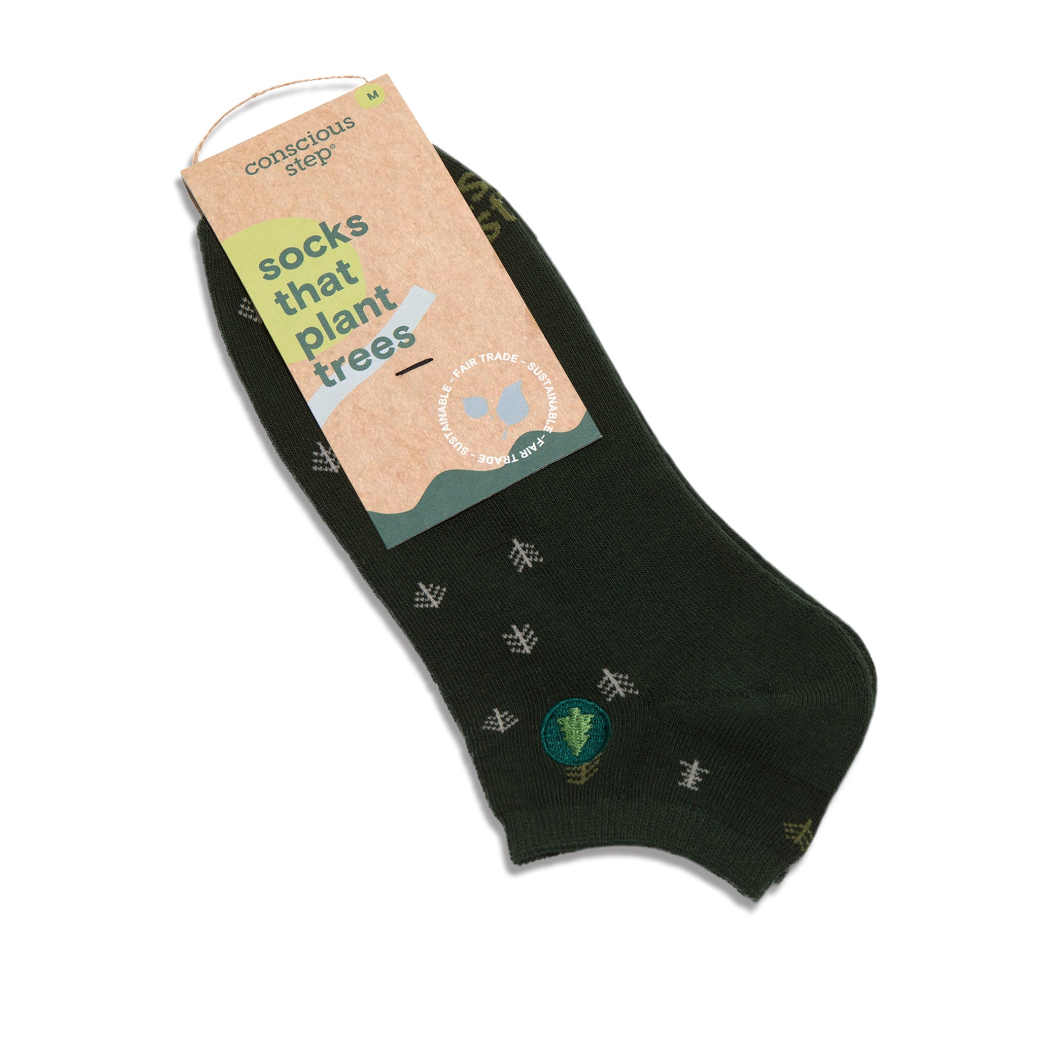 Dark green forest organic cotton ankle socks — Conscious Step