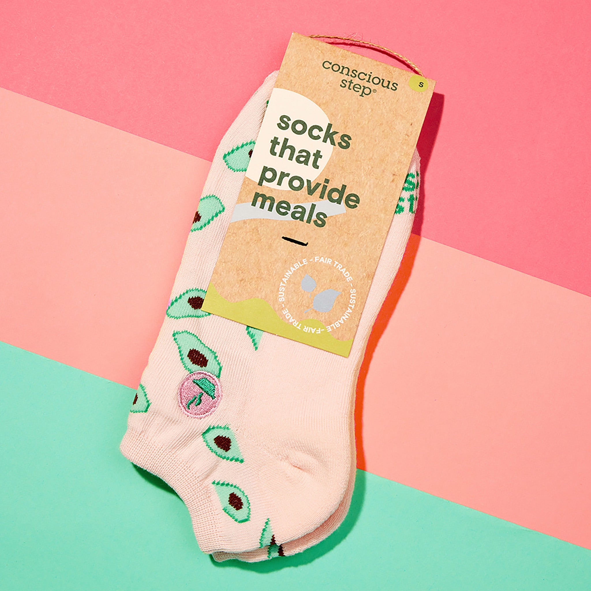 Close-up of avocado ankle sock pattern — Conscious Step