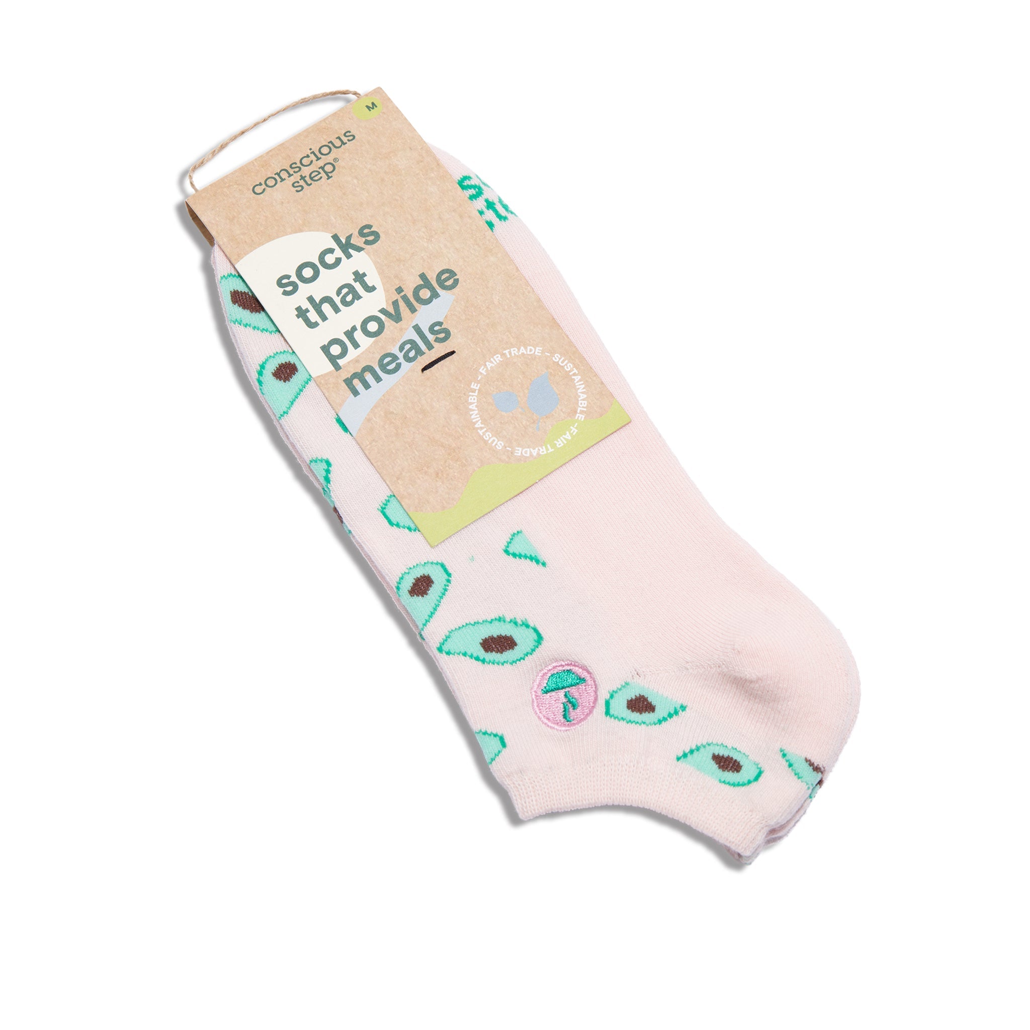 Pink avocado organic cotton ankle socks — Conscious Step