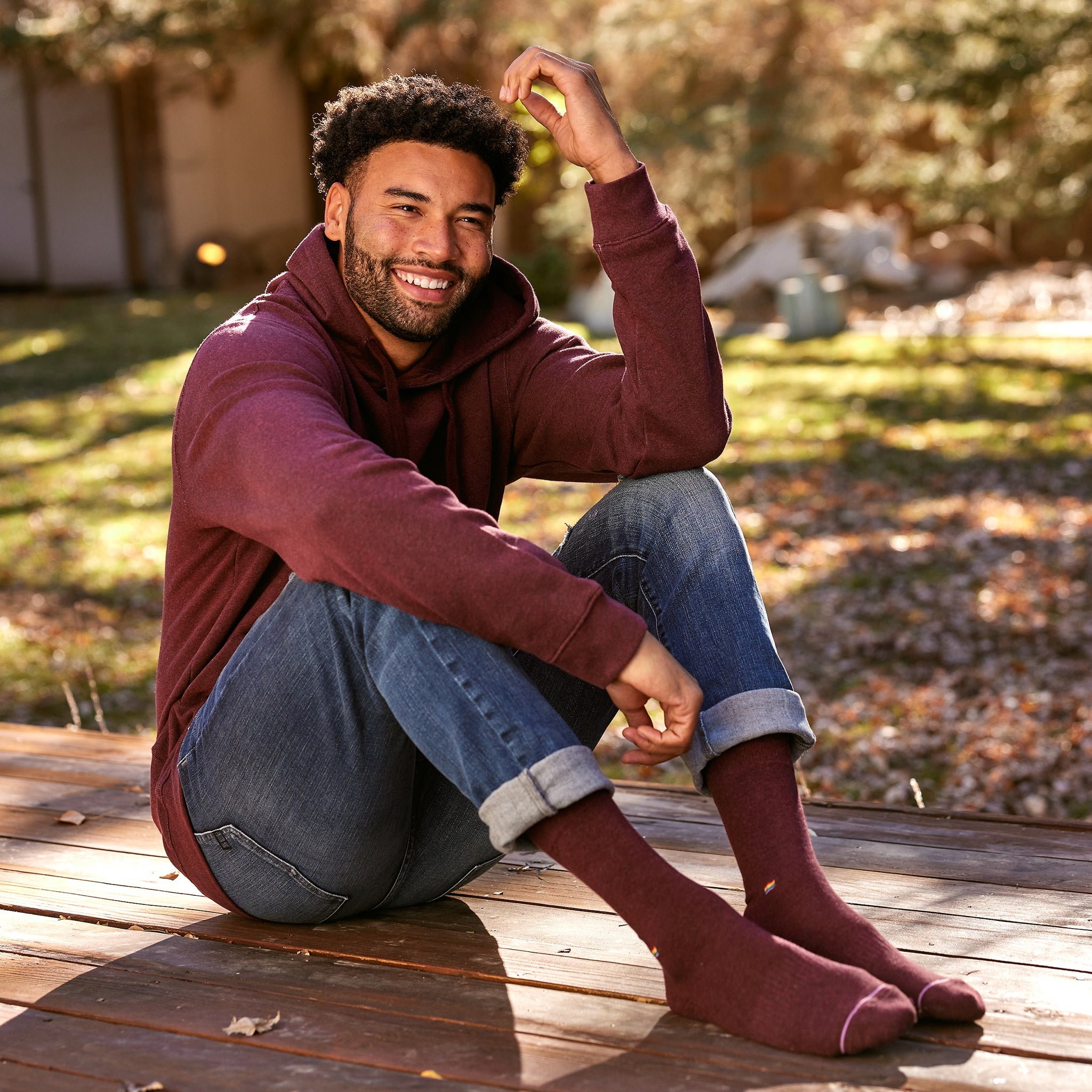Socks that Save LGBTQ Lives 3-pack — organic cotton socks with rainbow flag embroidery, gives back