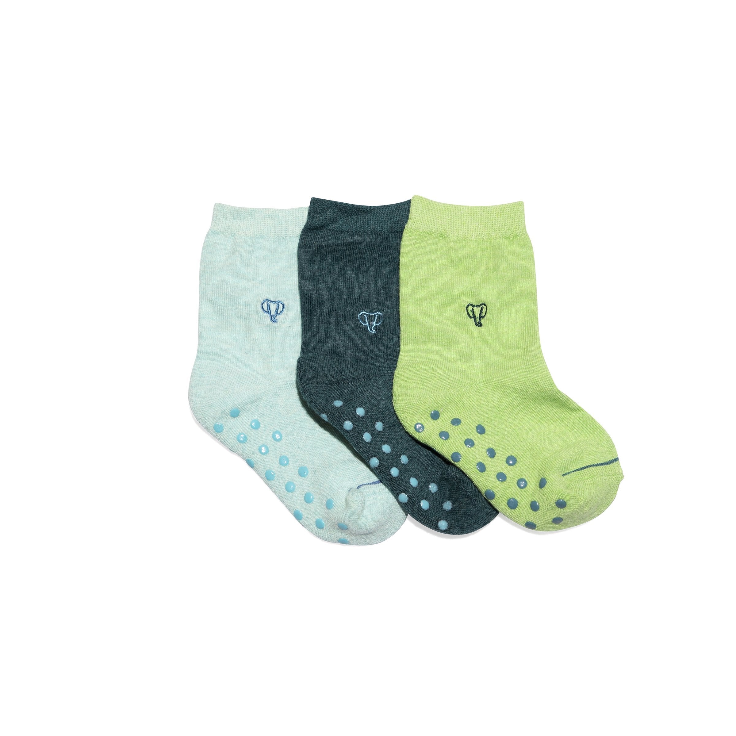 Kids Socks that Protect Elephants gift box — organic cotton kids' socks, elephant embroidery, melange tones