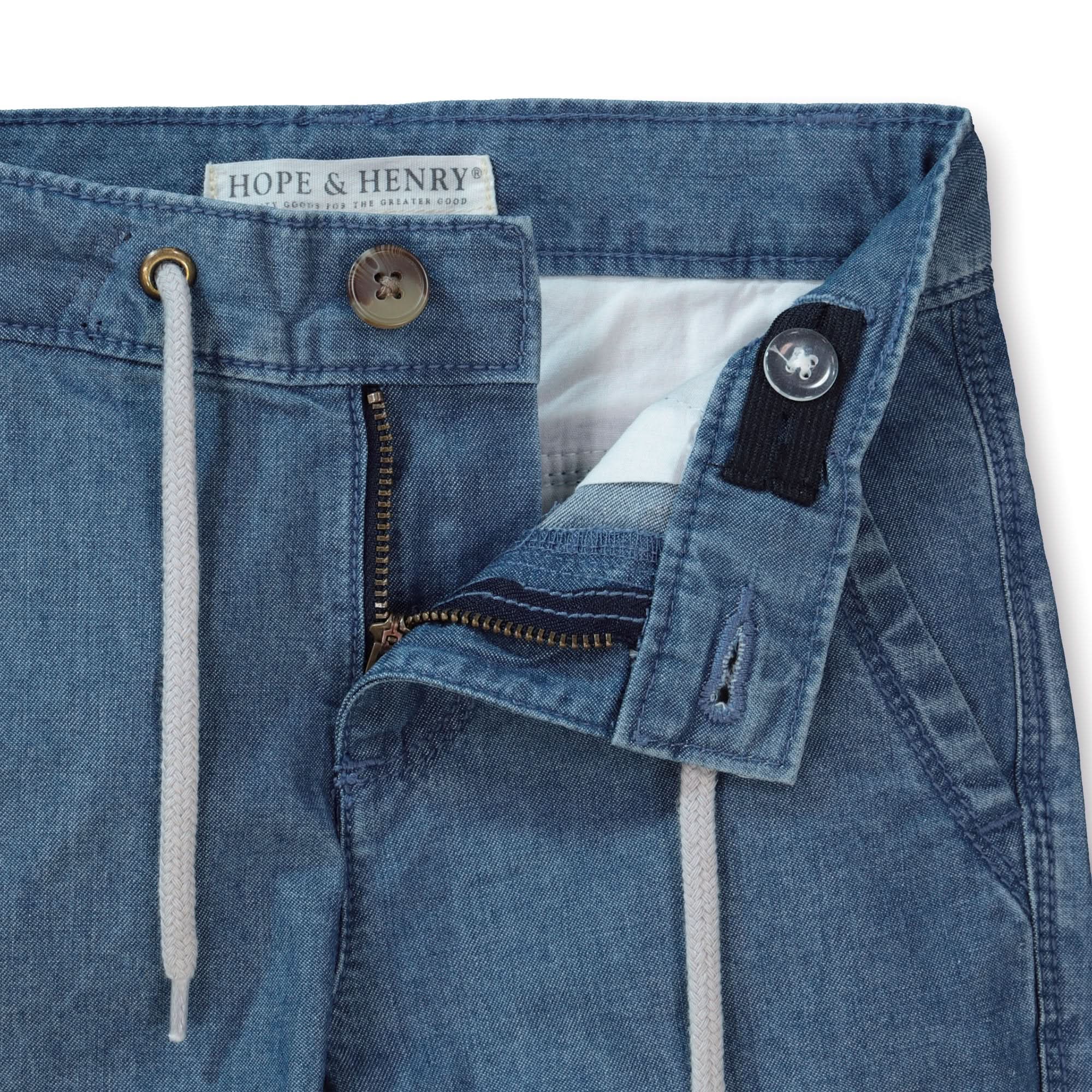 Chambray Rolled Cuff Pant With Drawstring - Baby