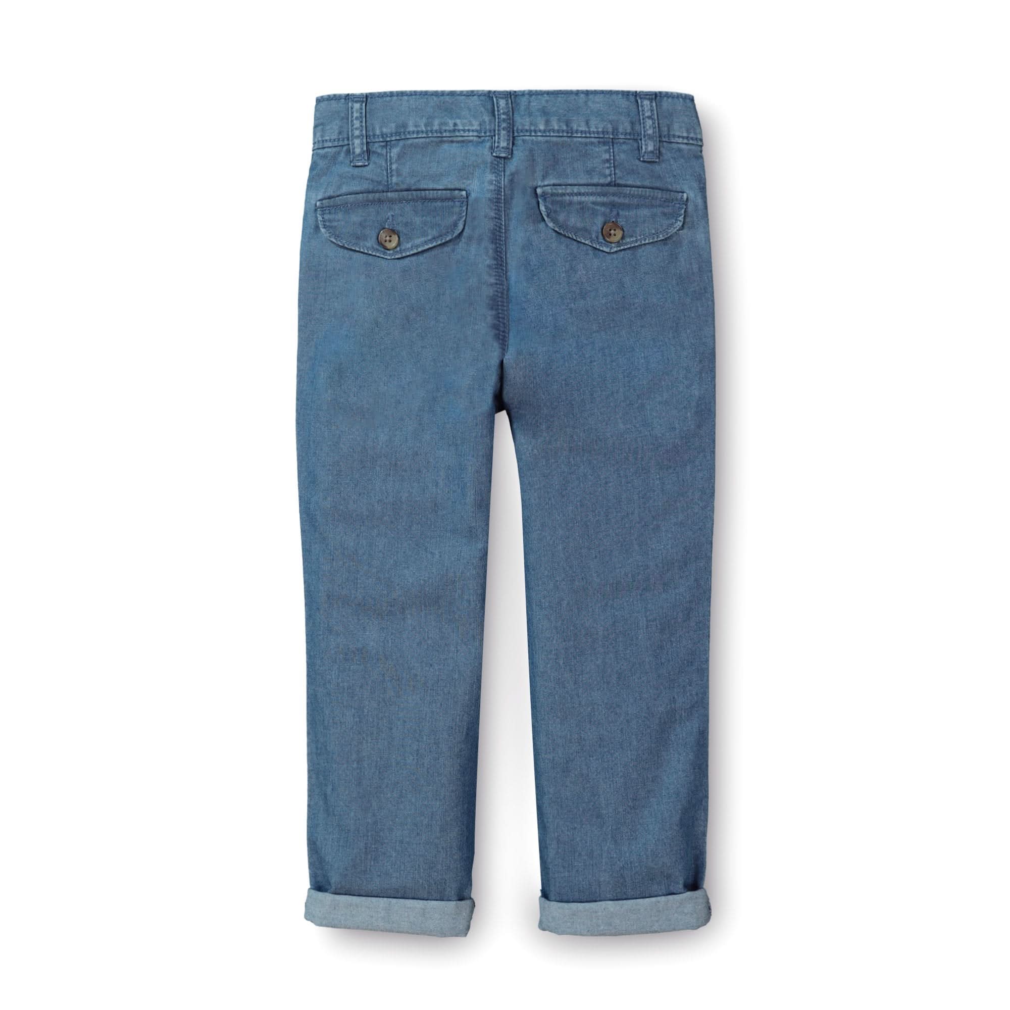 Chambray Rolled Cuff Pant With Drawstring - Baby