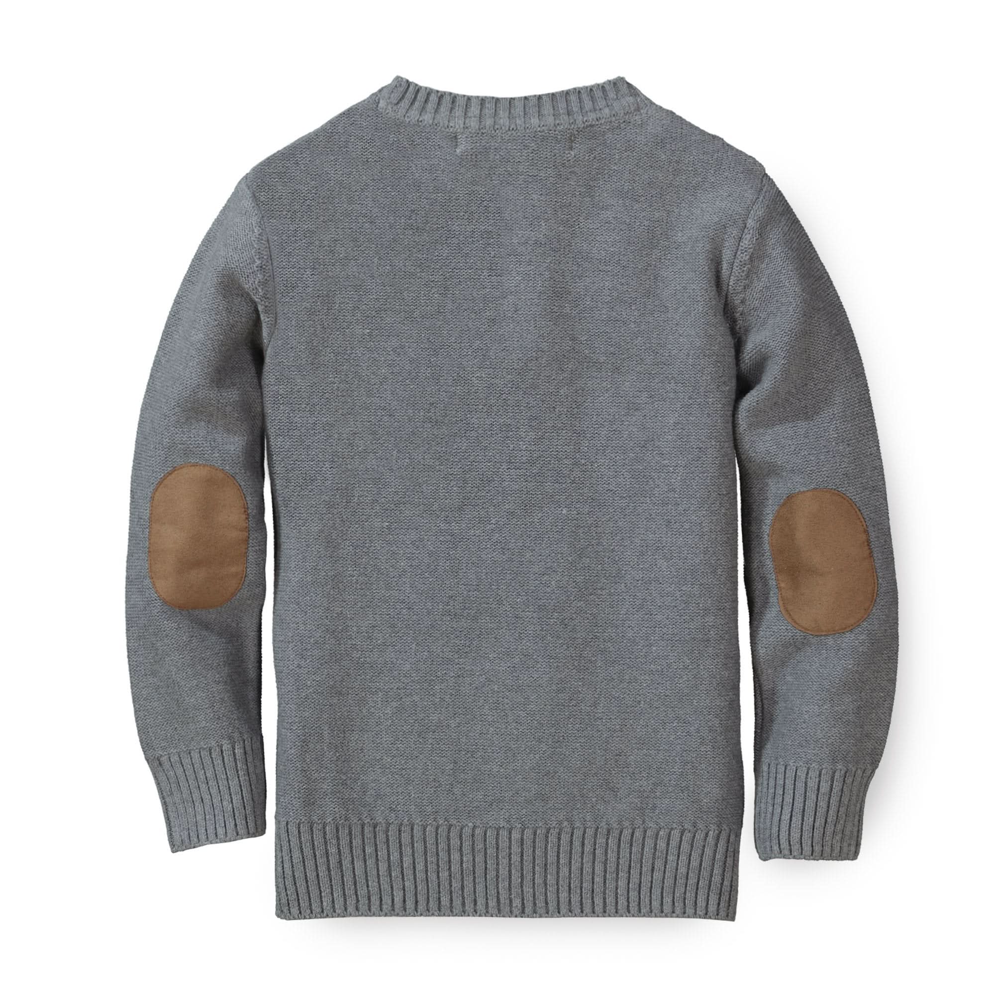 Crewneck Cable Sweater with Elbow Patches