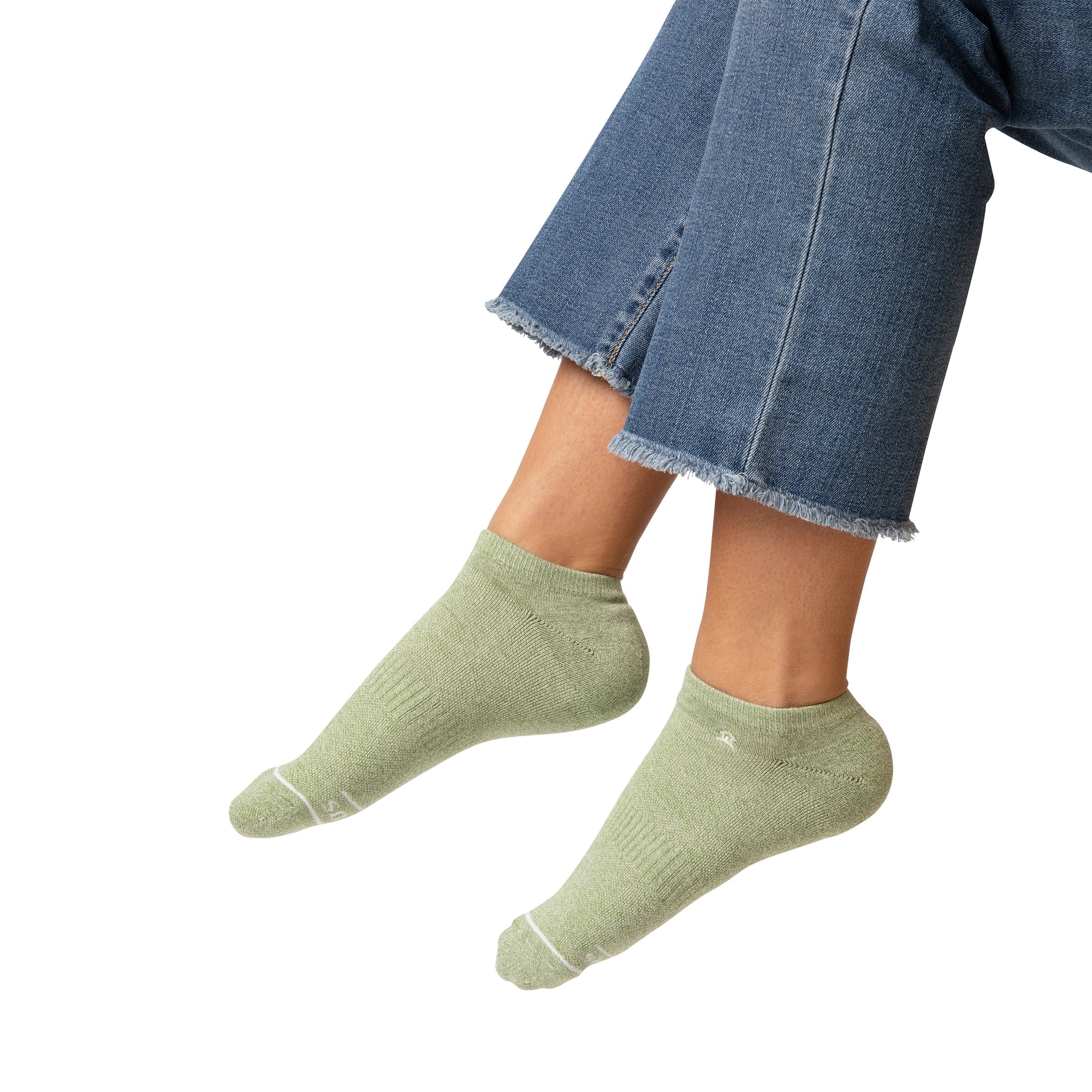 Socks that Build Homes 3-pack — organic cotton ankle socks in green, blue & heather gray