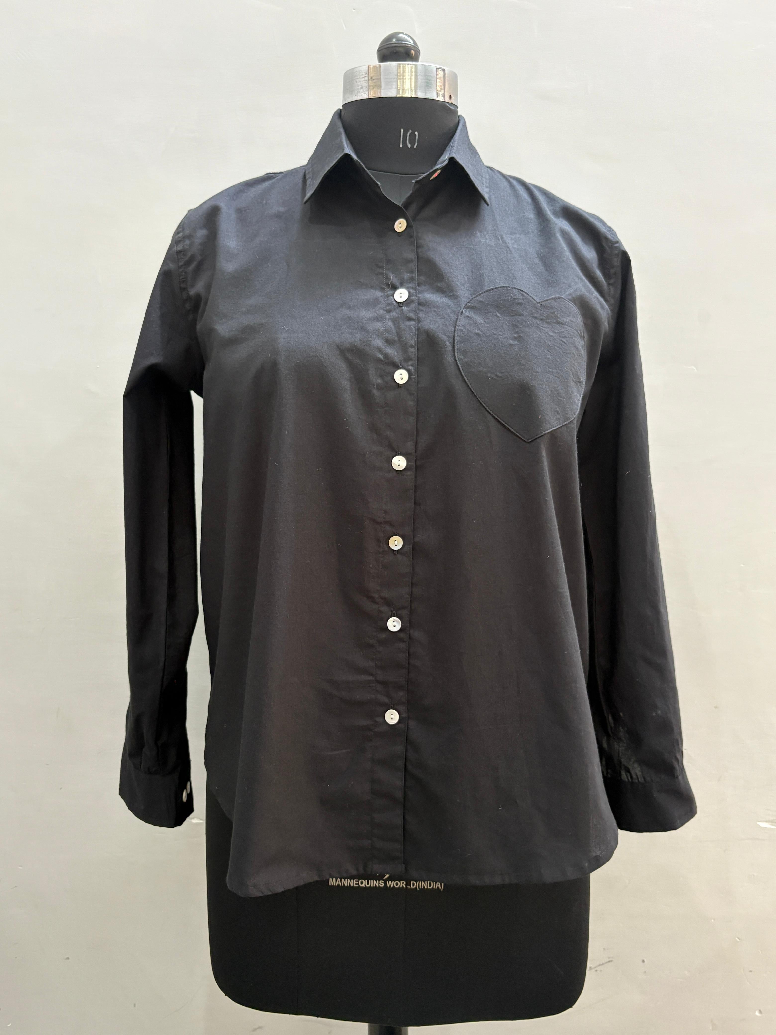 Good Boyfriend Shirt with Heart Pocket Black