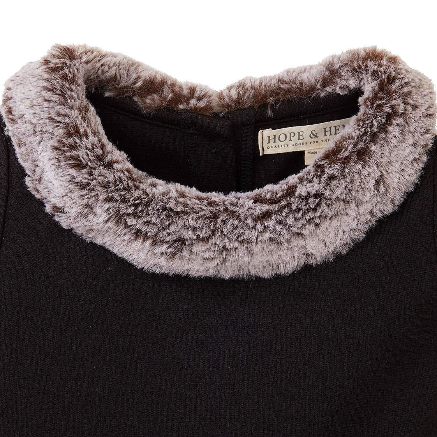 Fit and Flare Ponte Dress with Faux Fur