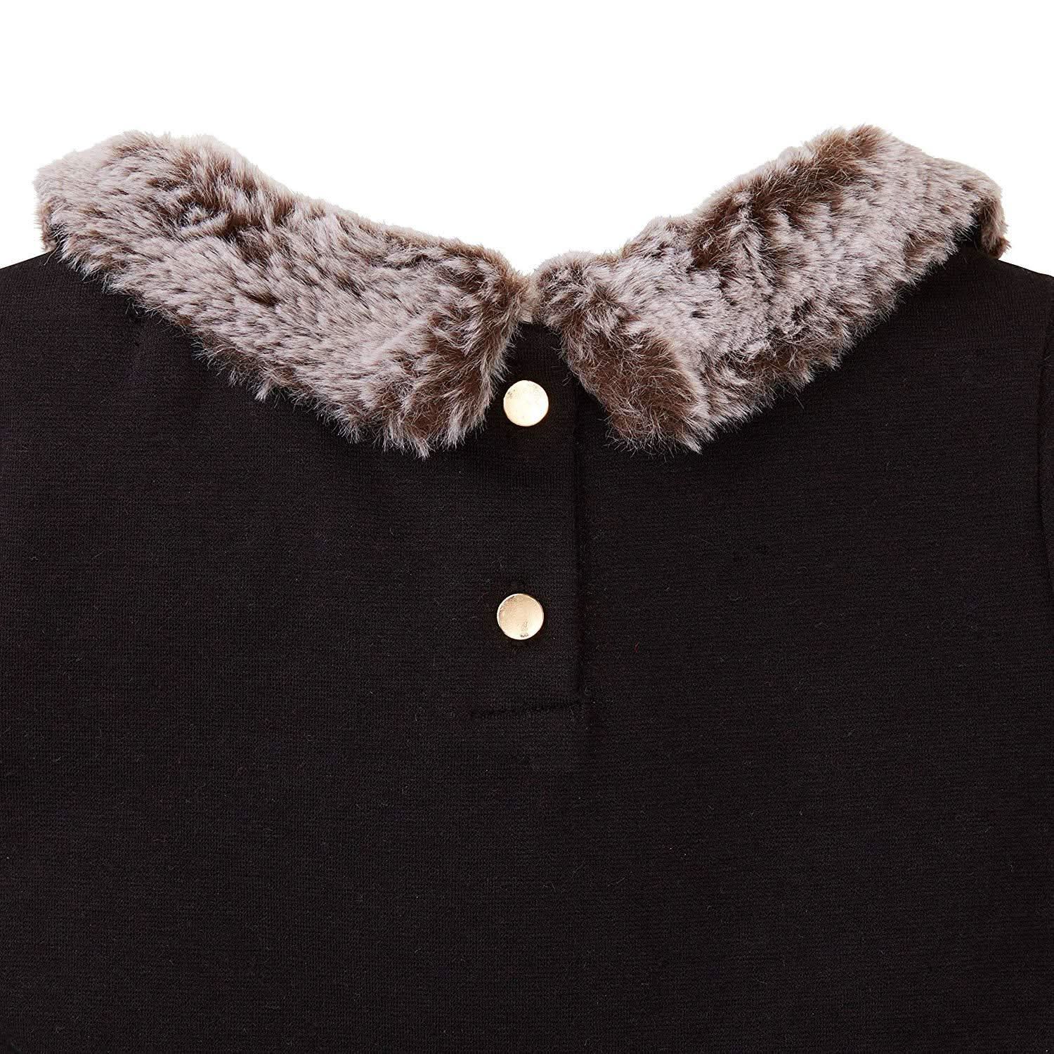 Fit and Flare Ponte Dress with Faux Fur
