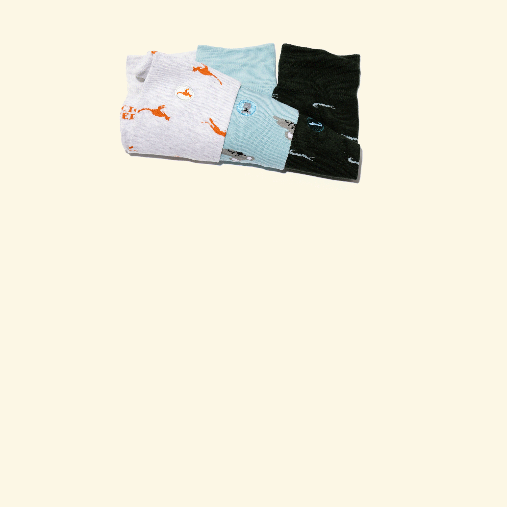 Protect Animals Gift Box — organic cotton crew socks: kangaroos, crocodiles & koalas, gives back
